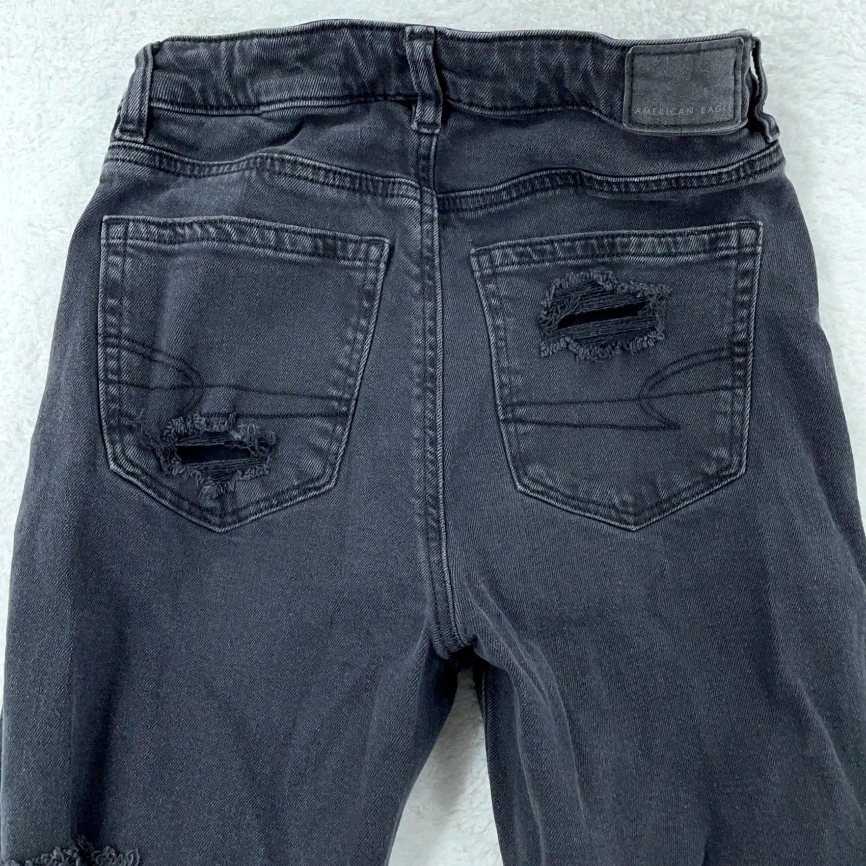 American Eagle Outfitters VINTAGE American Eagle Jeans Womens 2 Gray Distressed Skinny High Rise 27in Inseam Button Pocket Slim Stretch Denim Trouser Size 26" / US 2 / IT 38 - 3 Thumbnail