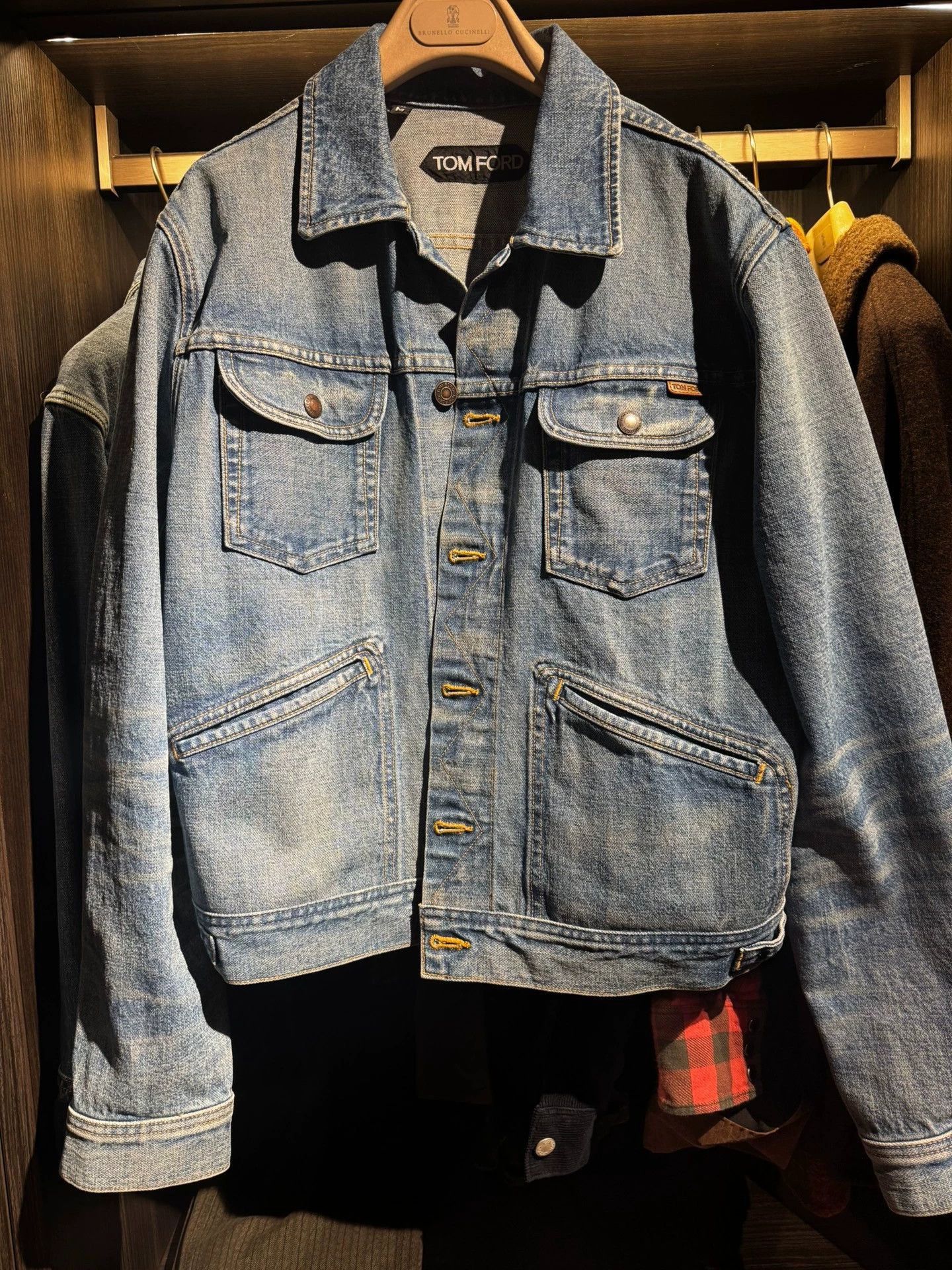 Tom Ford Blue Denim Jacket with Button Front and Pockets Size US M / EU 48-50 / 2 - 1 Thumbnail