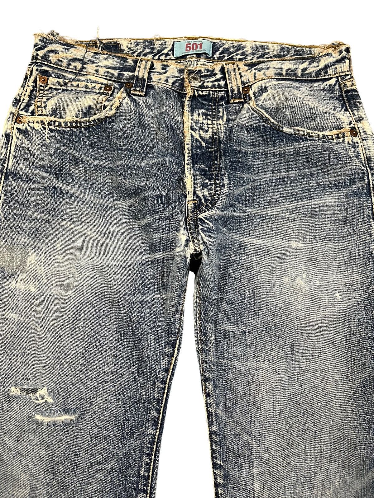 Vintage Levi’s 501 Whiskers Ripped Worn Look Denim
