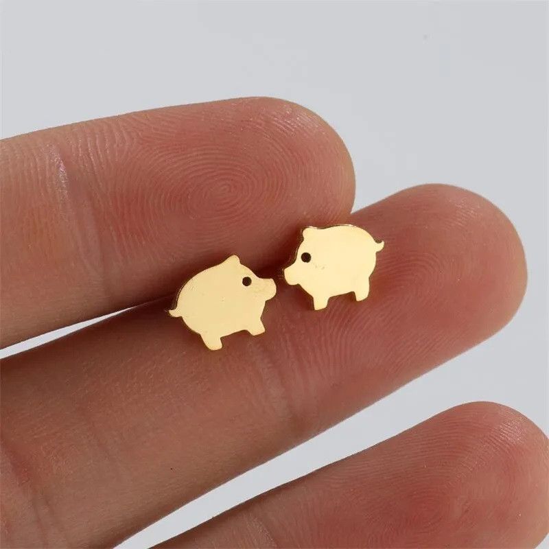 Jewelry Pig Mini Stud Earrings Charm Earring Gift Size ONE SIZE - 1 Thumbnail