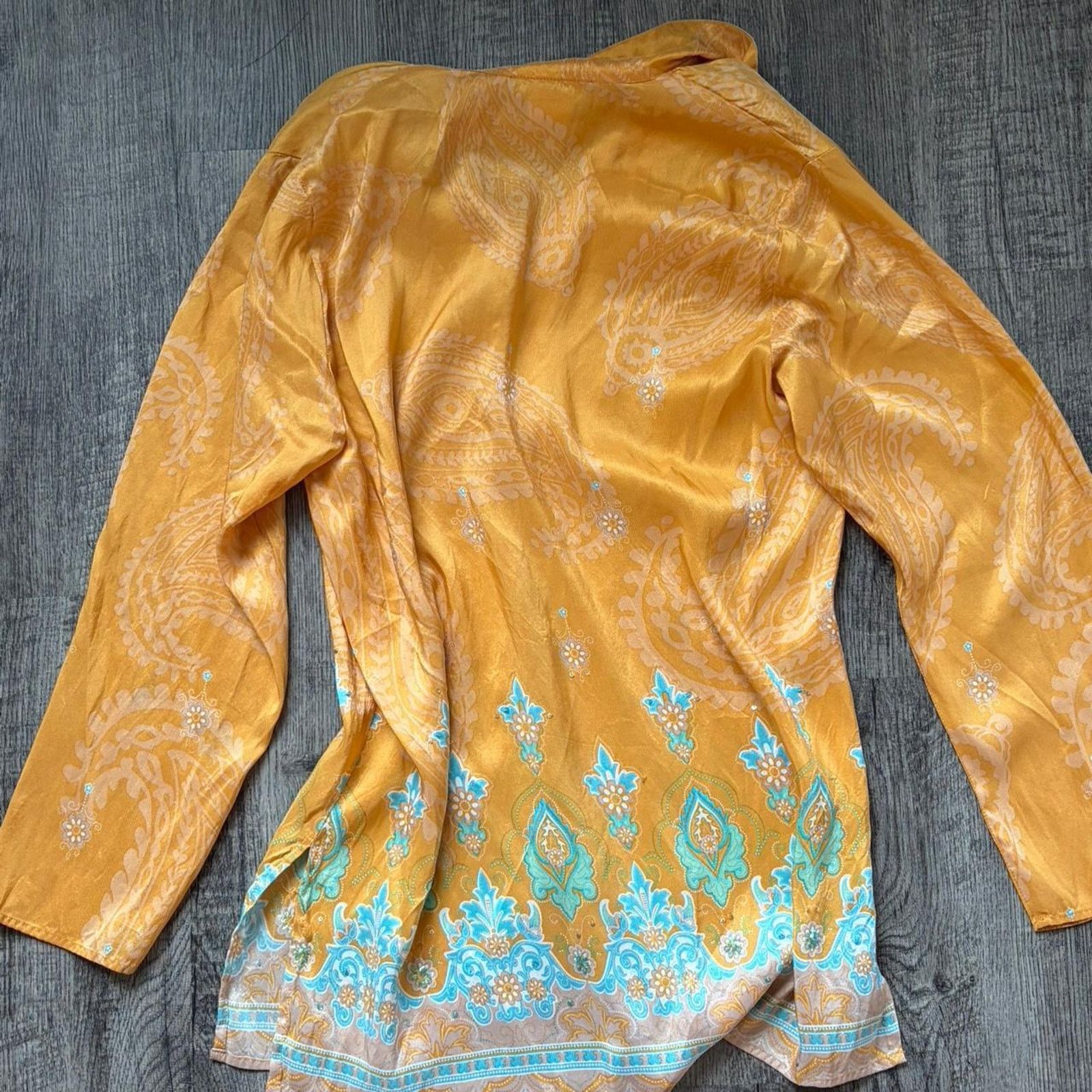 Other David Dart Silk Yellow & Blue Floral Button Up Size M / US 6-8 / IT 42-44 - 3 Thumbnail
