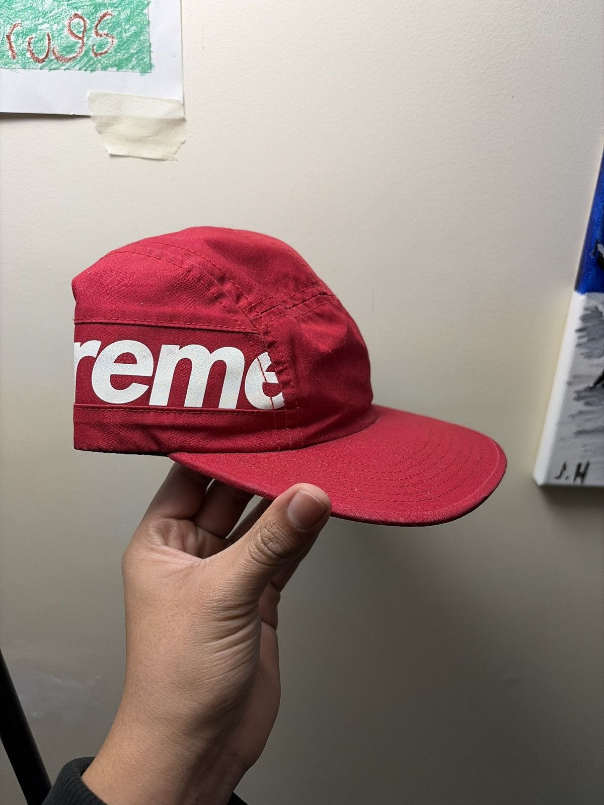Supreme FW18 Supreme Side Panel Camp Cap red big logo hat Size ONE SIZE - 5 Thumbnail