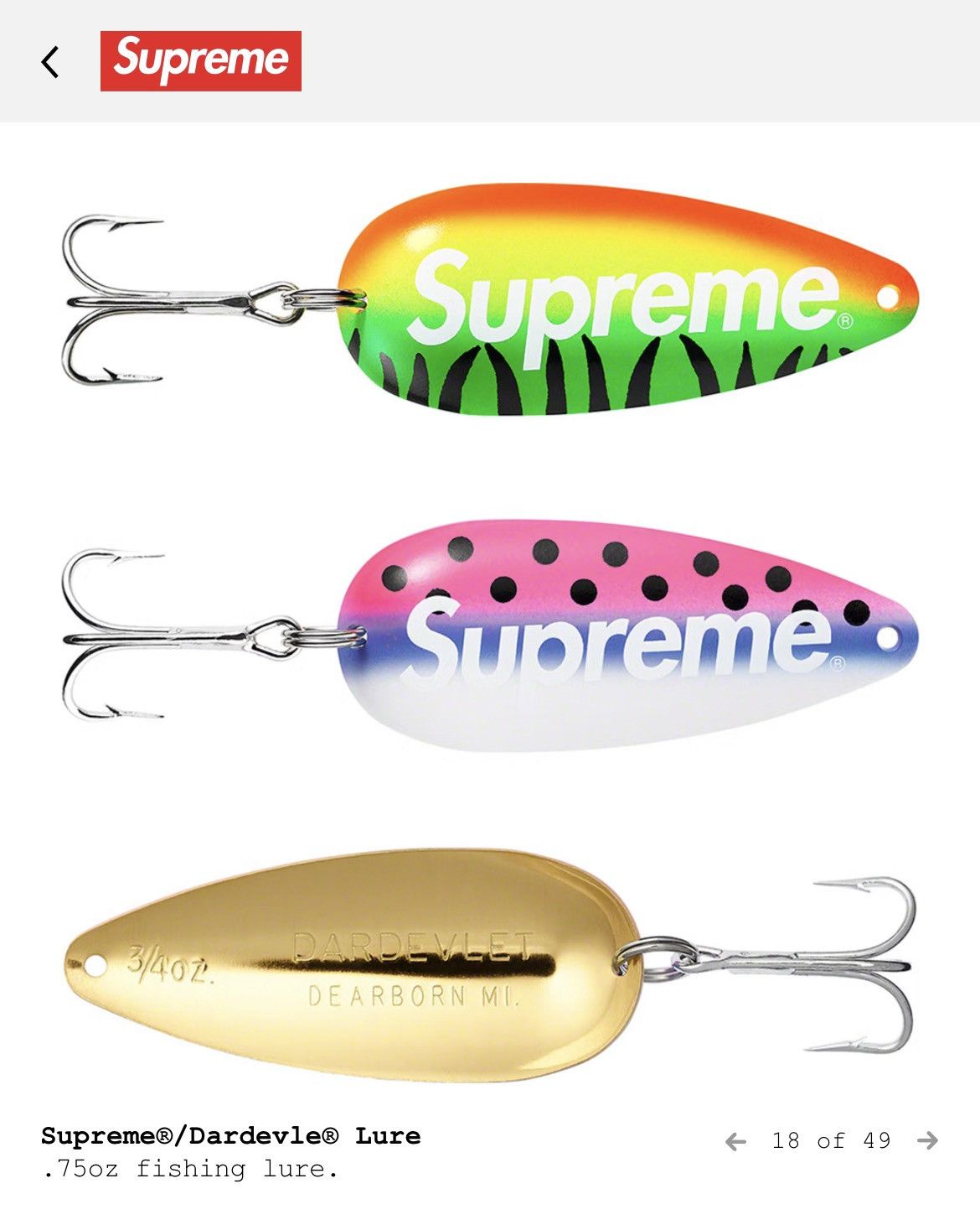 Supreme Supreme®/Dardevle® Lure .75oz fishing lure. Size ONE SIZE - 3 Thumbnail