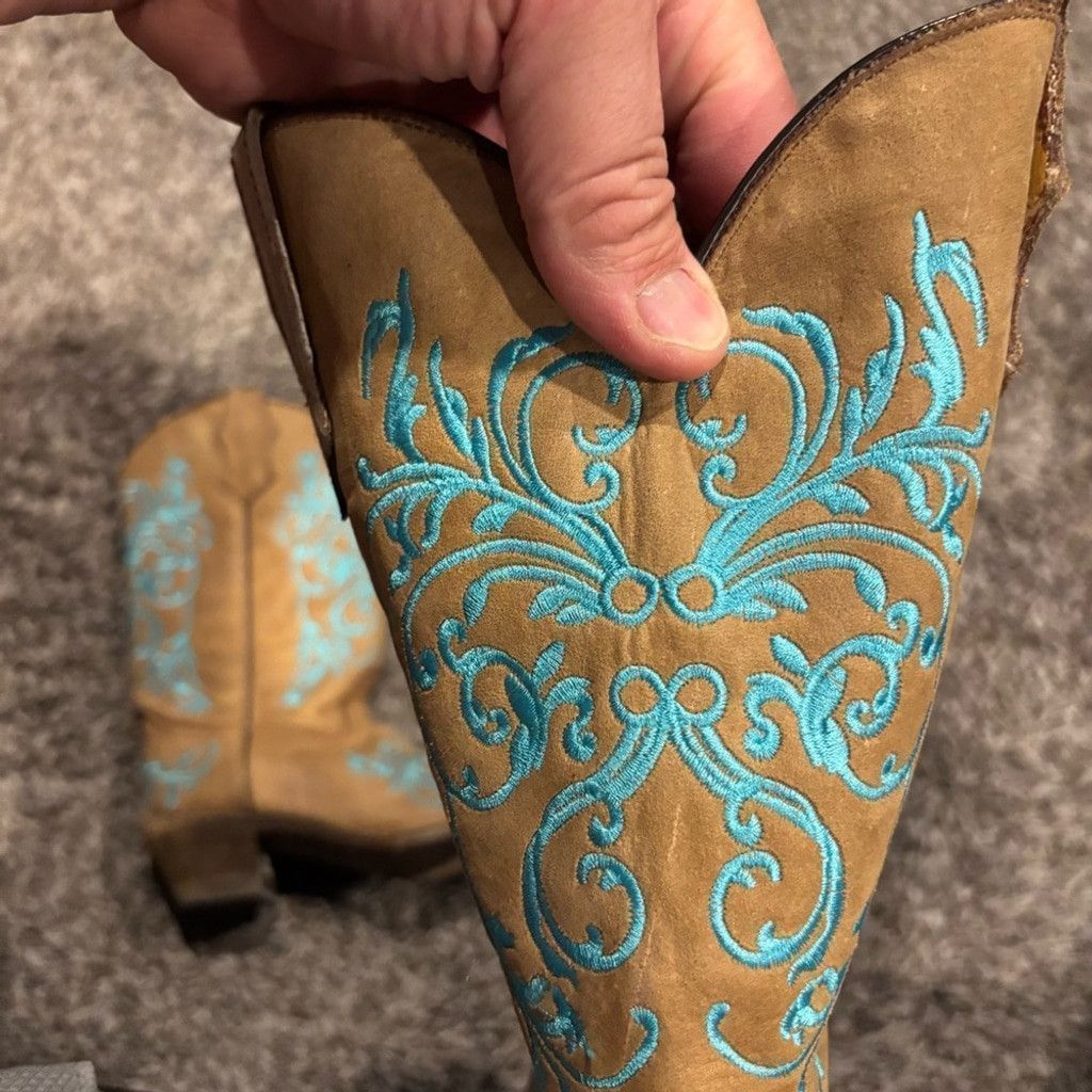 Corral Corral Tan Boots with Turquoise Embroidery Size US 8 / IT 38 - 7 Thumbnail
