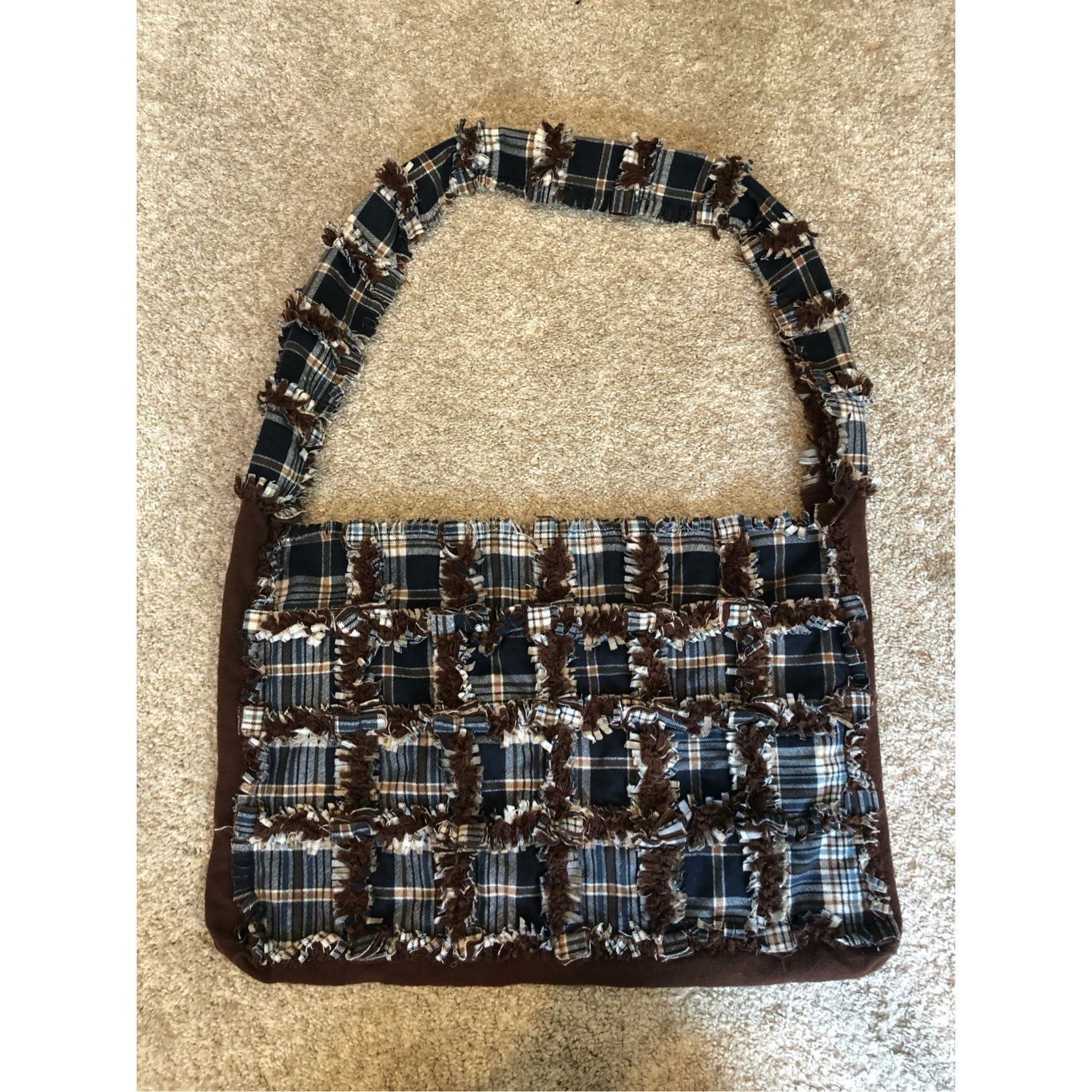 Other Women’s Blue and Brown Plaid Patchwork Shoulder Bag Size ONE SIZE - 1 Thumbnail