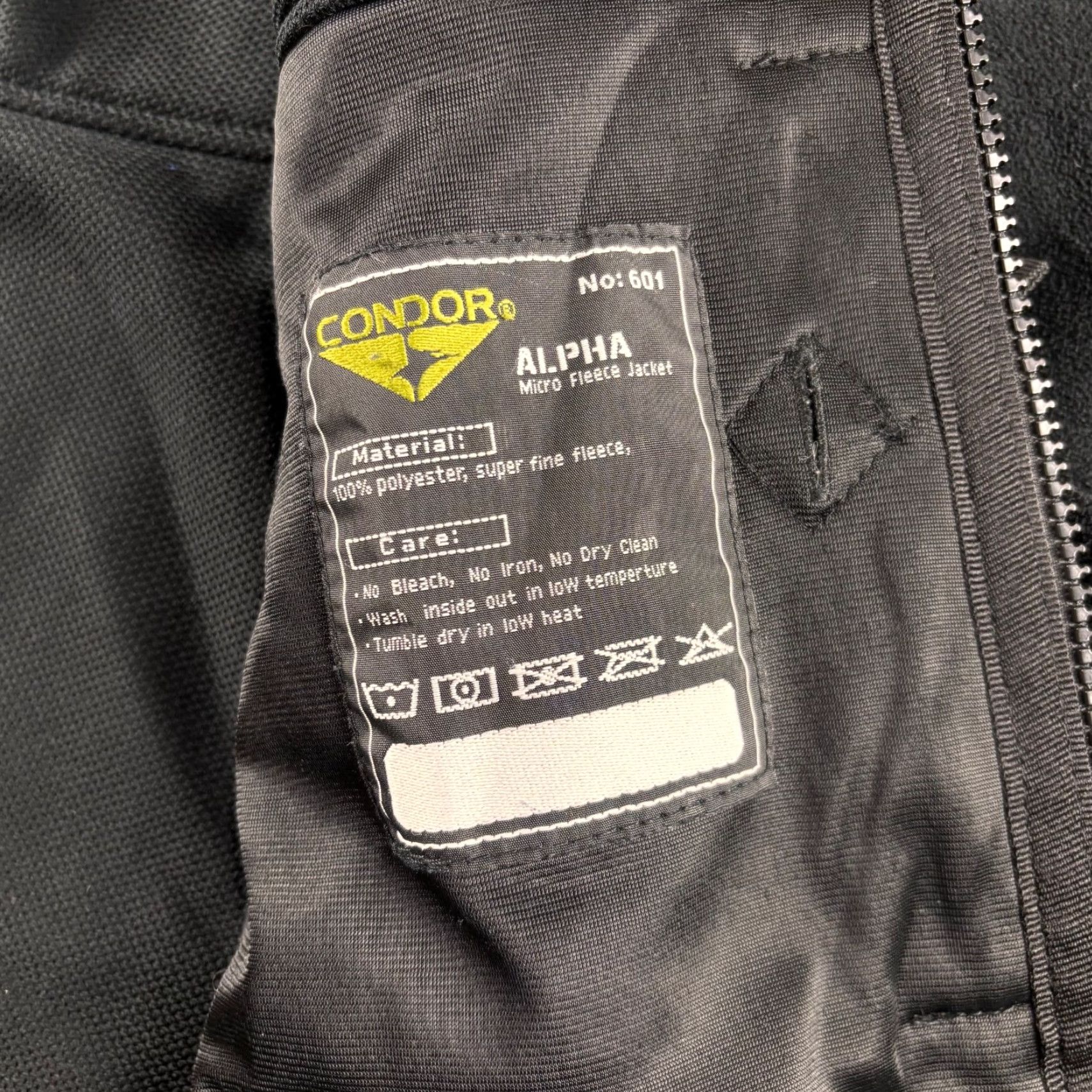 Vintage Condor Alpha Micro Fleece Jacket 601 Black Men's Small Full Zip Tactical Coat Size US S / EU 44-46 / 1 - 4 Thumbnail