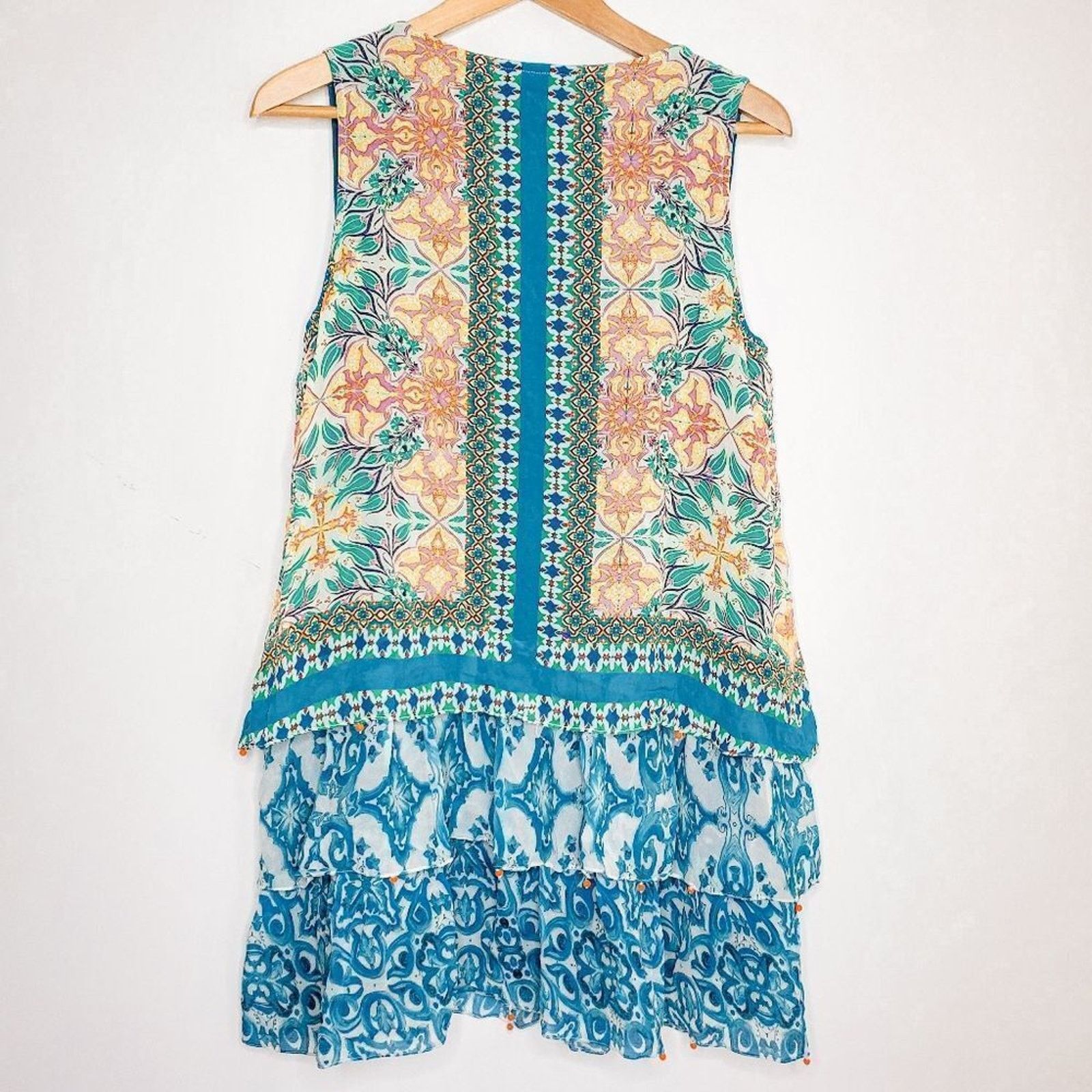Hemant & Nandita Hemant & Nandita Blue Floral Moana Silk Shift Dress Size S Size S / US 4 / IT 40 - 5 Thumbnail