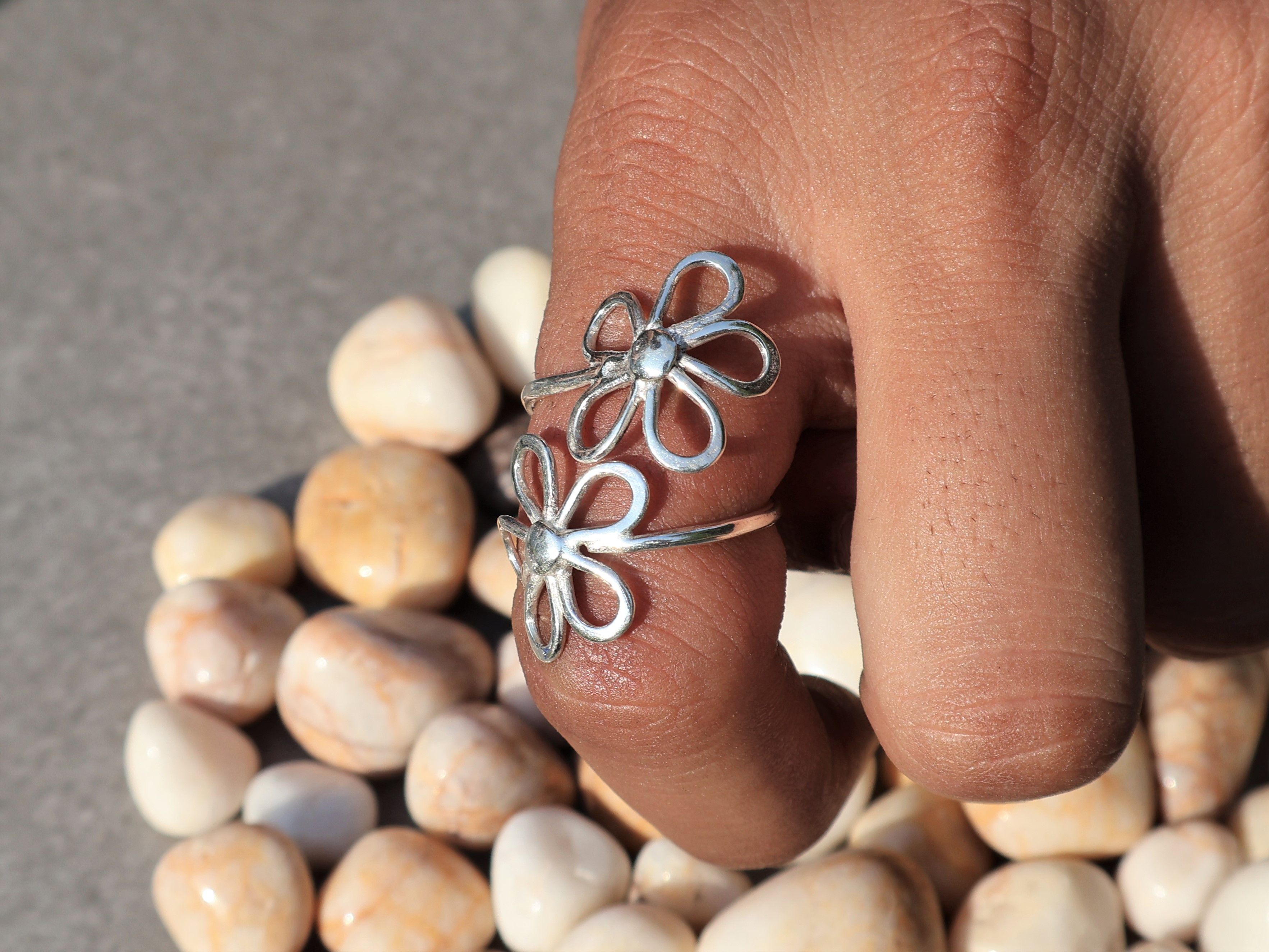 Handmade Flower Ring, Sterling Silver Jewelry, Handmade Promise Ring, Size ONE SIZE - 5 Thumbnail
