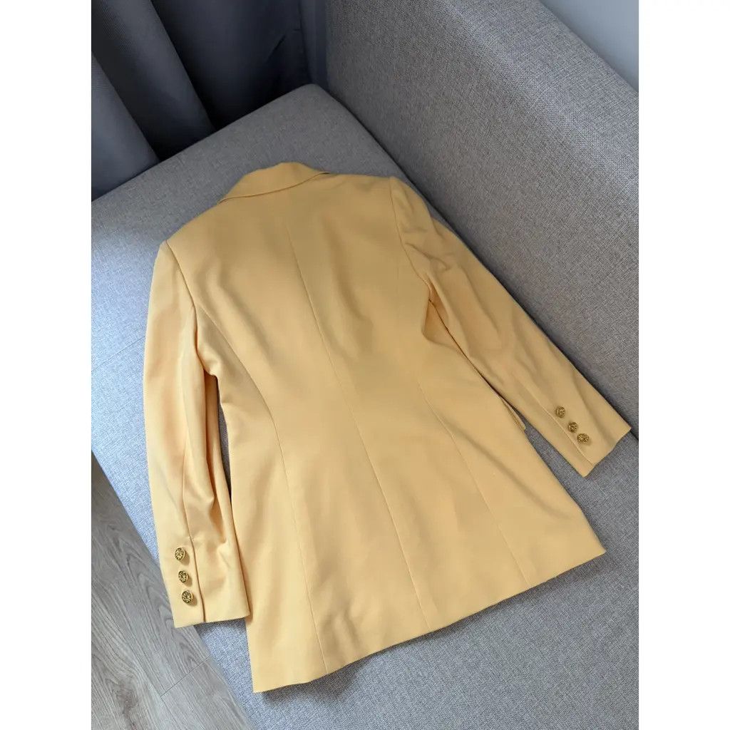 Celine Vintage Women's Celine Paris Blazer Pastel Yellow Size FR40 Size M / US 6-8 / IT 42-44 - 5 Thumbnail