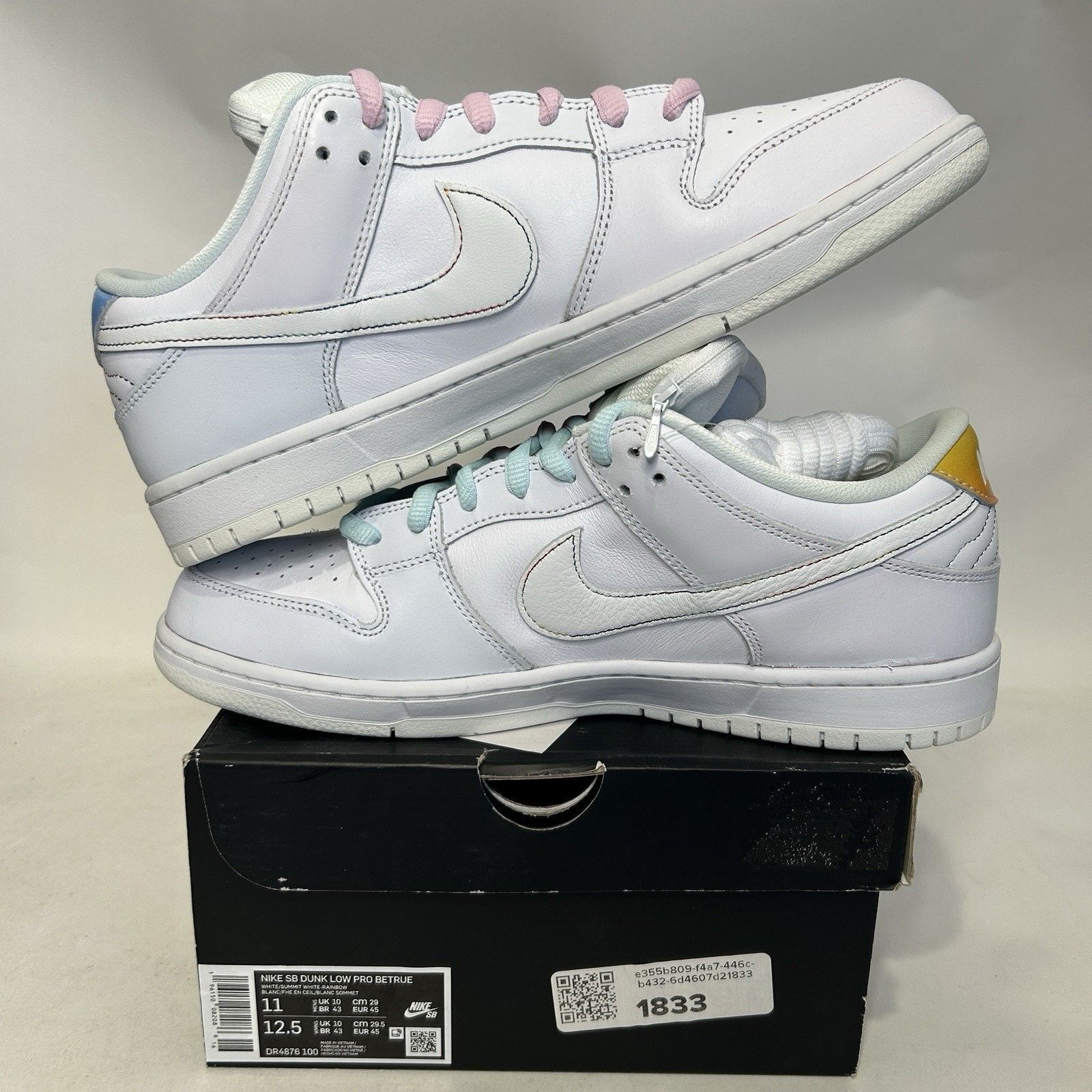 Nike Nike SB Dunk Low Pro "Be True" Summit White Rainbow Size US 11 / EU 44 - 3 Thumbnail