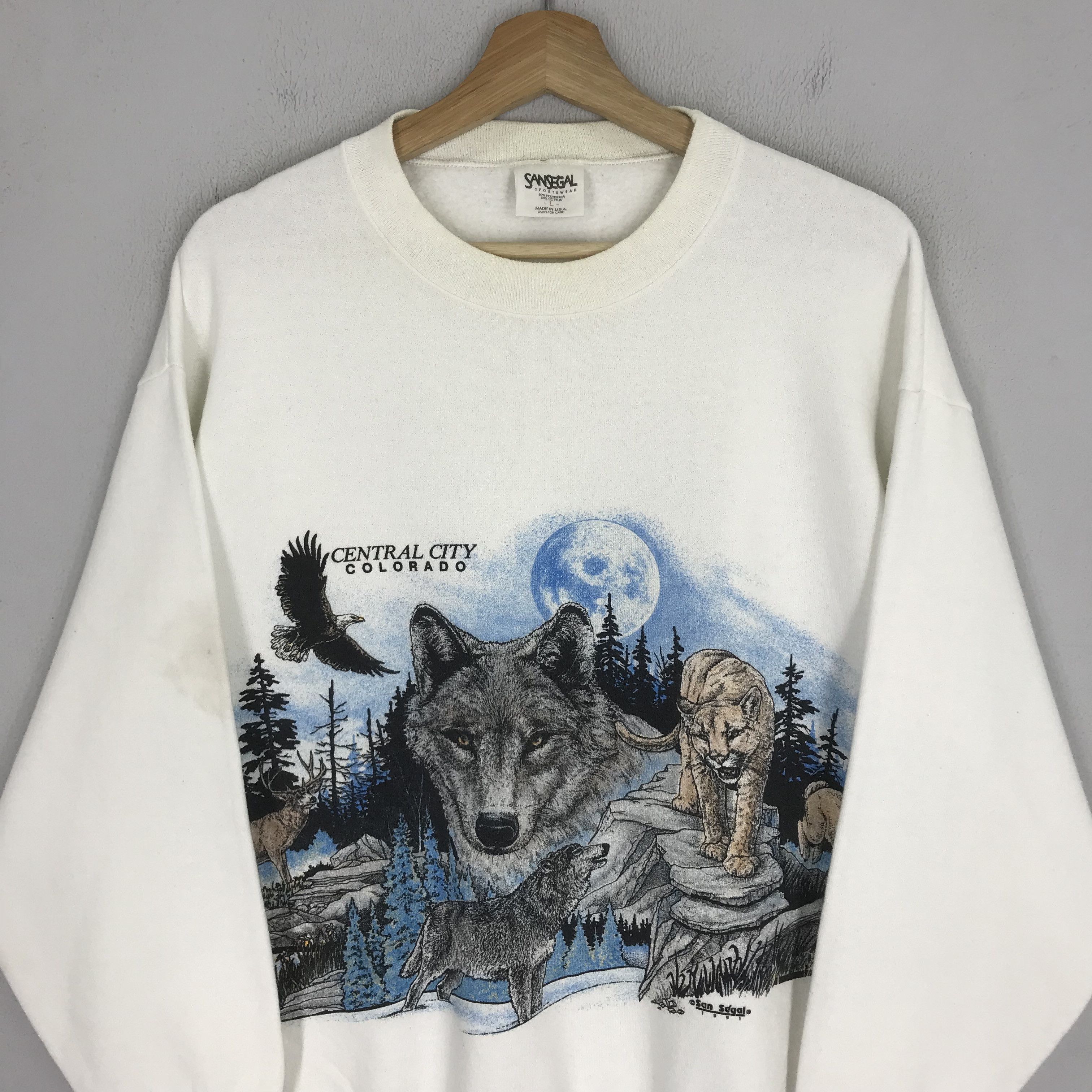 Vintage Vintage 90's Retro Graphic Nature Habitat White - 367 Size US L / EU 52-54 / 3 - 4 Thumbnail