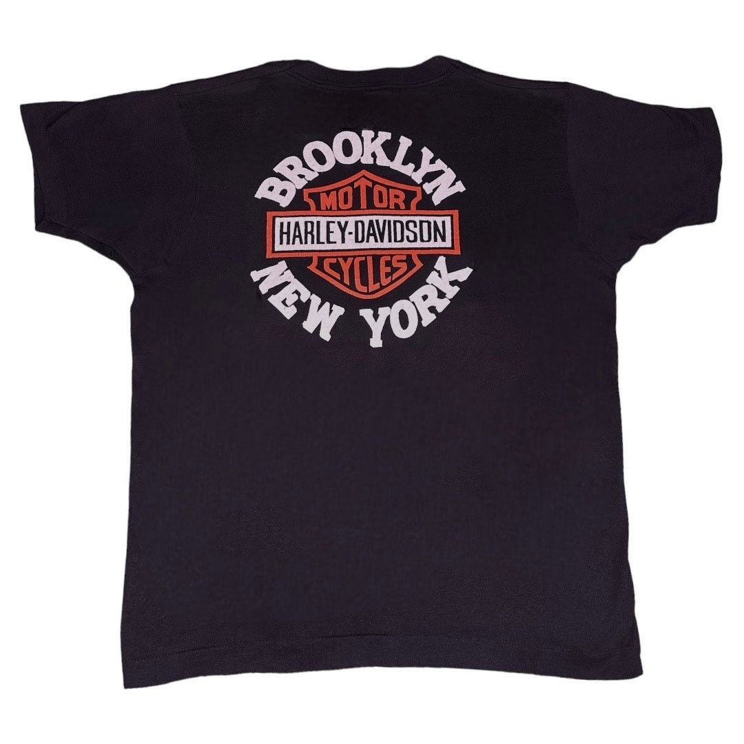 Harley Davidson 1970-80s Harley Davidson Brooklyn New York Last Bikers Tee Size US XL / EU 56 / 4 - 2 Thumbnail
