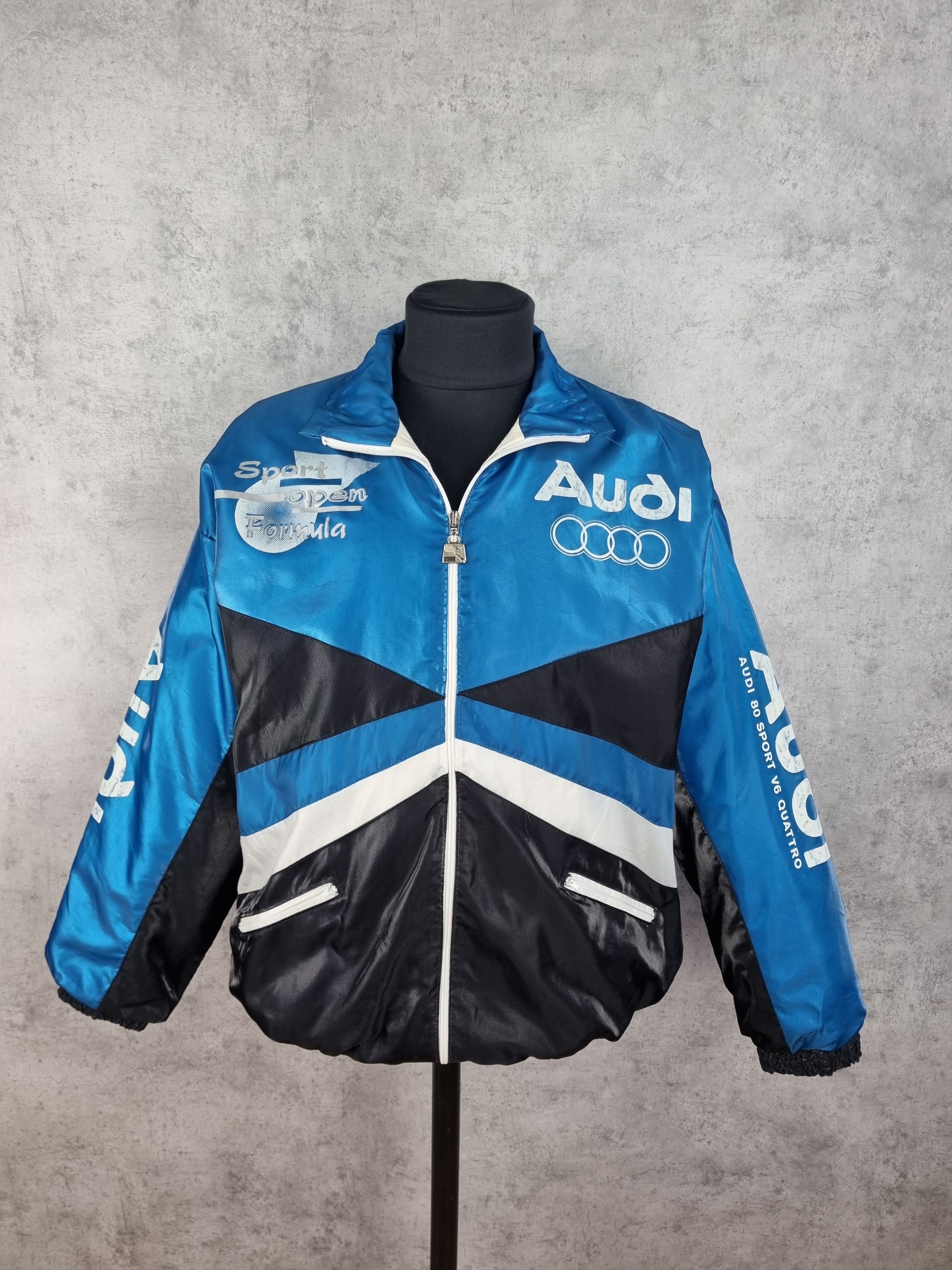 Audi × Vintage 80 Audi Sport V6 Quatro Nylon Vintage Moto Jacket Size US XXL / EU 58 / 5 - 3 Thumbnail