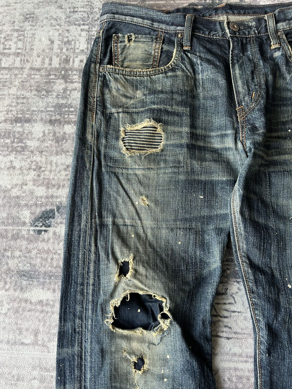 If Six Was Nine Punk Distressed Rockstar Edwin Jeans Size US 32 / EU 48 - 6 Thumbnail