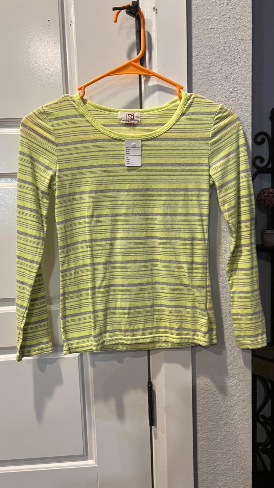 L.E.I. LEI Striped Long Sleeve Top - Bright Yellow Size L / US 10 / IT 46 - 1 Thumbnail