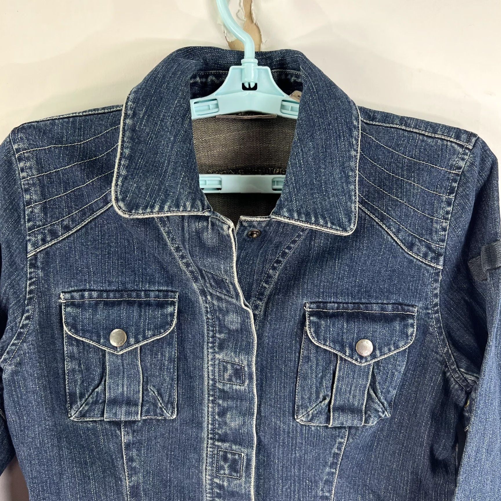 Denime i.e. Relaxed Denim Jean Jacket Women's PM Blue Hidden Snap Flap Pockets Jeans Jacket Womens PM Blue Hidden Snap Flap Pockets Size 32" / US 10 / IT 46 - 5 Thumbnail