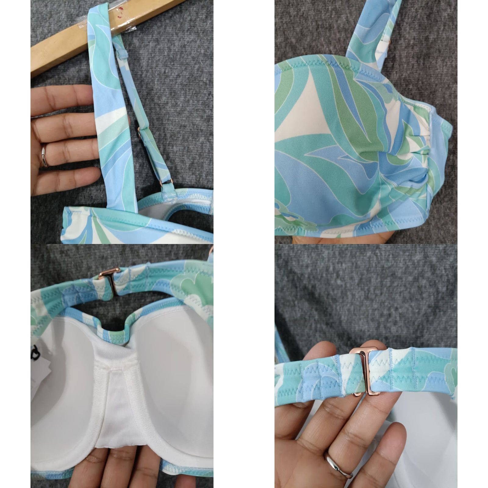 Vintage Shade & Shore Women’s Lift Square Neck Bralette Top Blue Floral Print 34B Shirt Adult White? Size XXS / US 00 / IT 34 - 8 Thumbnail