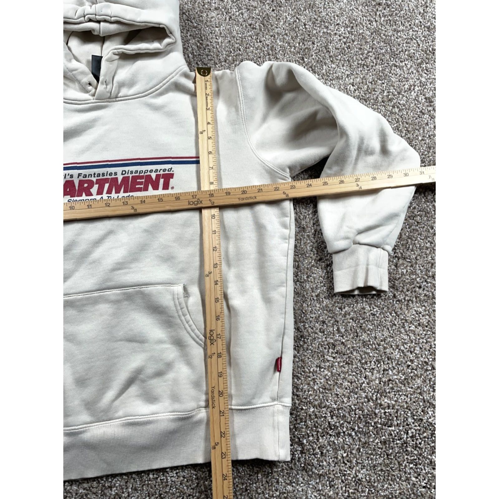 Vintage Apartment Hoodie Adult Large Ivory Sweatshirt Drawstring Girl's Fantasies Retro Heavyweight Pockets Cotton Polyester Size US L / EU 52-54 / 3 - 5 Thumbnail