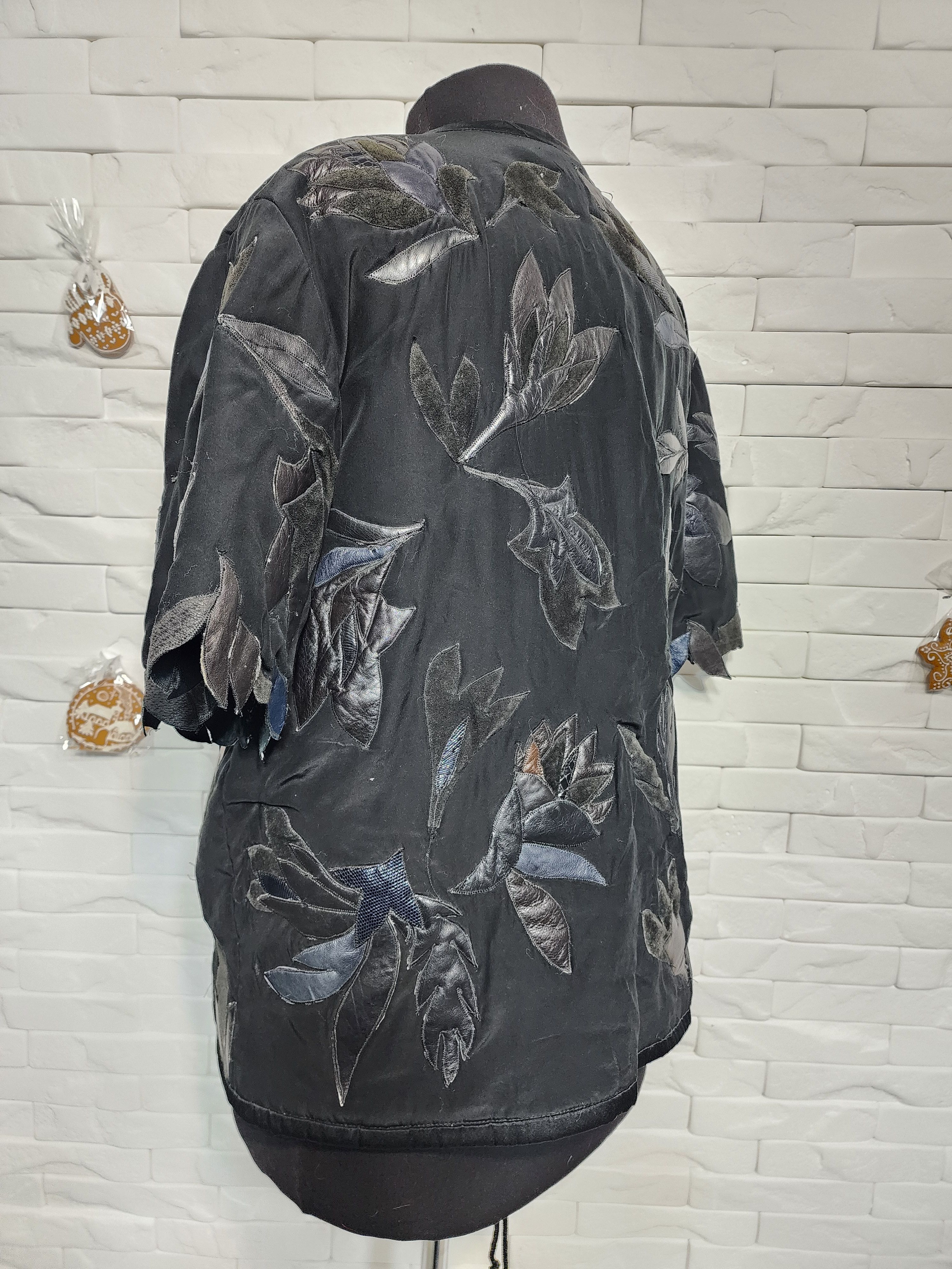 Other Black Blazer with Leather Flowers - Women's Polyester Jacket Size XL / US 12-14 / IT 48-50 - 6 Thumbnail