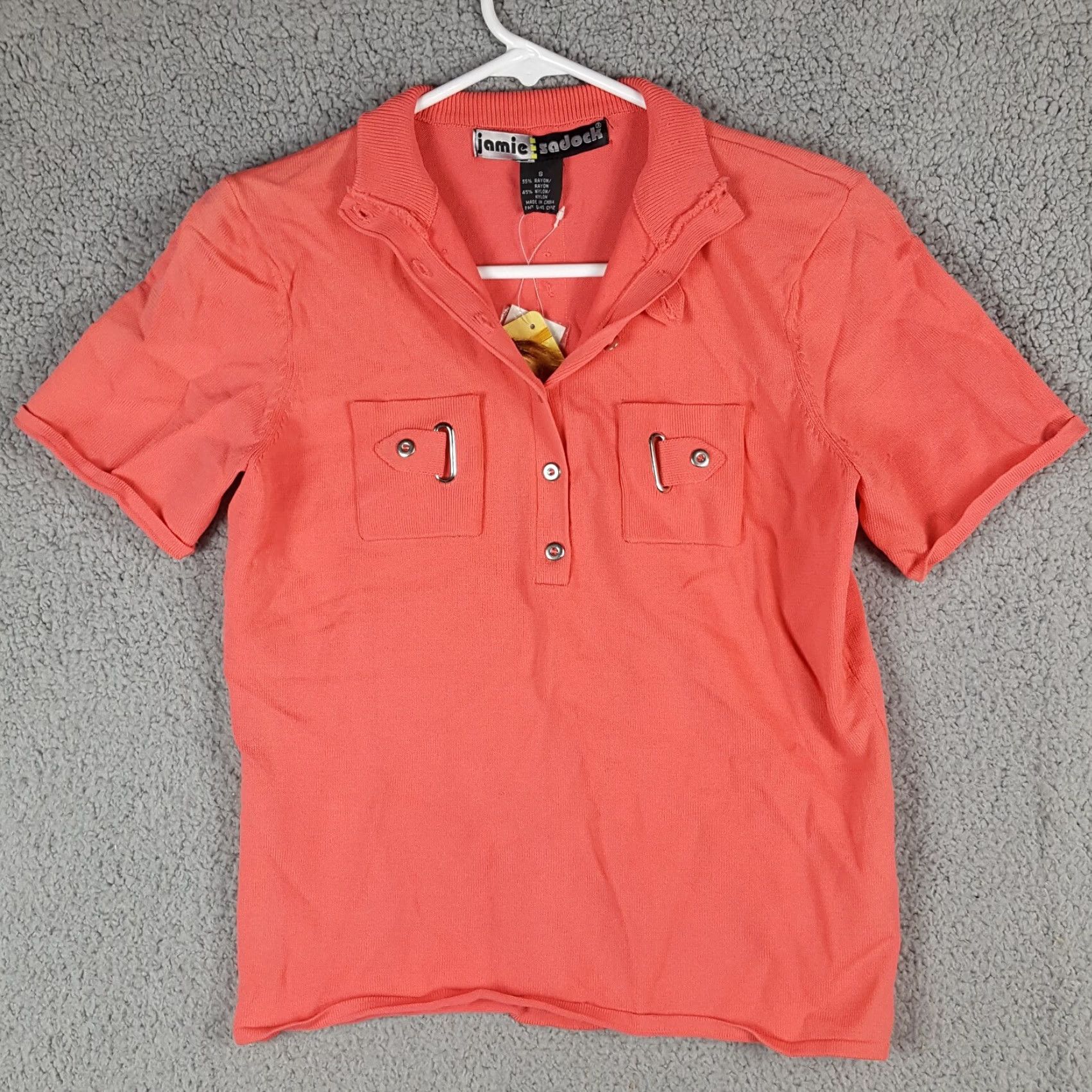 Vintage VINTAGE Jamie Sadock Golf Polo Shirt Women's Size Medium Pink Button Loop Collar Short Sleeve Pocket 90s Retro Size M / US 6-8 / IT 42-44 - 2 Thumbnail