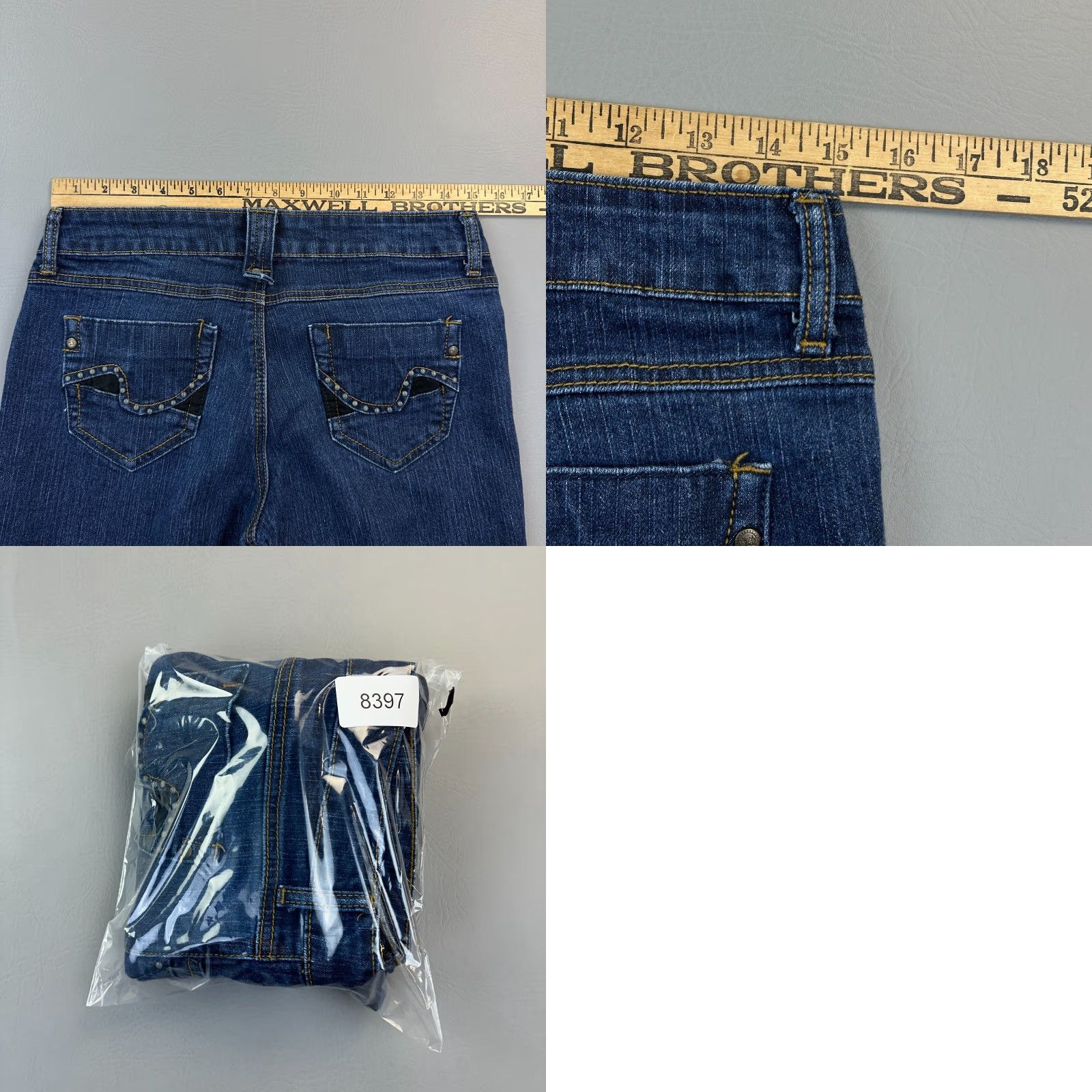 Southpole VINTAGE Southpole Jeans Women's 11 30x31 Dark Wash Mid Rise Stretch Studded Pocket Y2K Jeans Womens Regular 5-Pocket Denim Blue Size 32" / US 10 / IT 46 - 9 Thumbnail