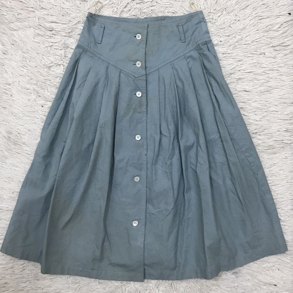 Issey Miyake Vintage Is Issey Sport Denim Button Up Box Pleats Skirt Size 24" / US 00 / IT 34 - 8 Thumbnail