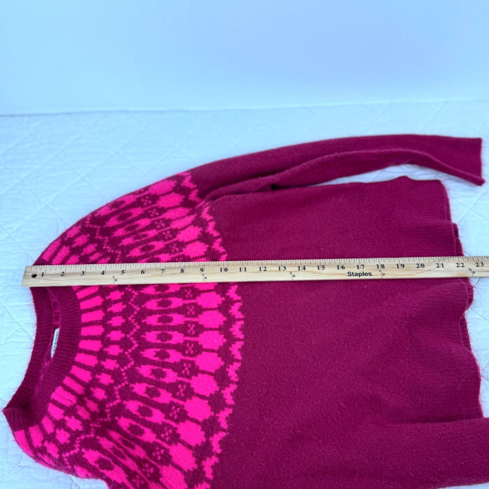 J.Crew J.Crew Fair Isle Crewneck Sweater Extra-Soft Pink Necklace Burgundy Womens XS Size XS / US 0-2 / IT 36-38 - 7 Thumbnail
