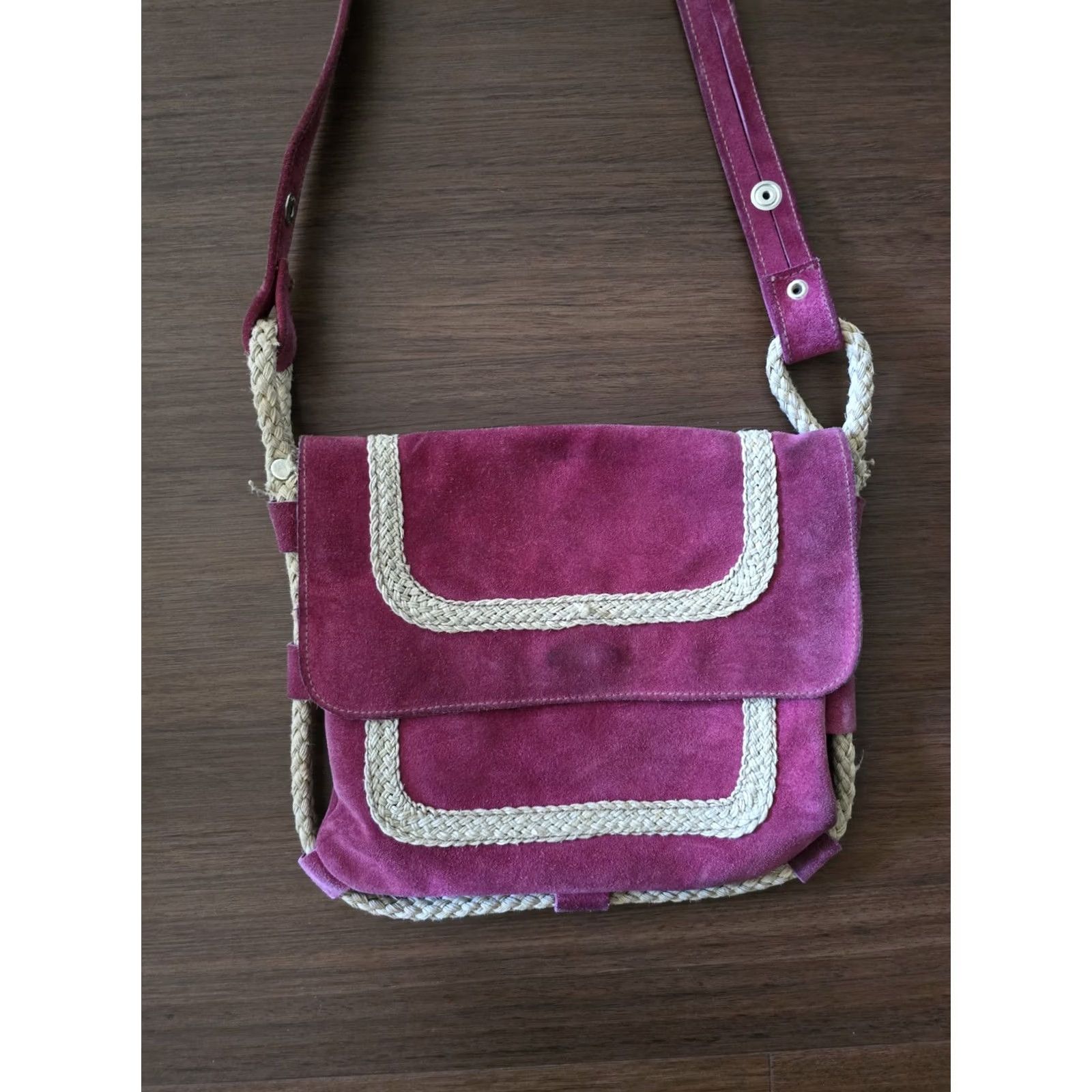 Vintage VINTAGE 1960s 1970s Foxmoor Suede Leather Italian Purse Boho Pink Shoulder Bag Womens Purse 9.5" 8.5" 17" Strap Size ONE SIZE - 2 Thumbnail
