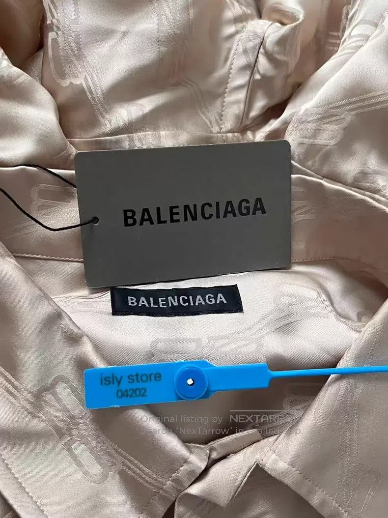 Other Balenciaga Collar Full Print Alphabet Long Sleeve Loose Sh Size XS / US 0-2 / IT 36-38 - 4 Thumbnail