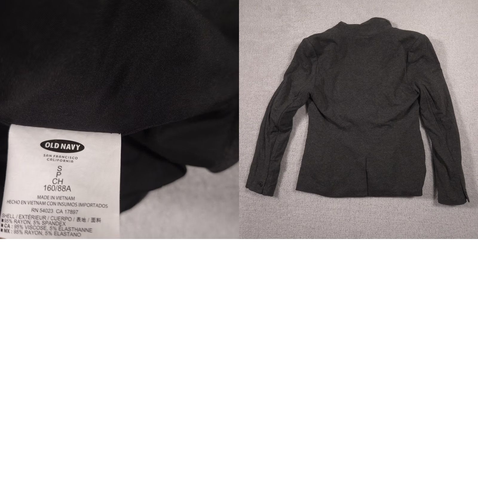 Old Navy Old Navy Blazer Womens Small Gray Knit One Button Lined Stretch Career Jacket Size S / US 4 / IT 40 - 9 Thumbnail
