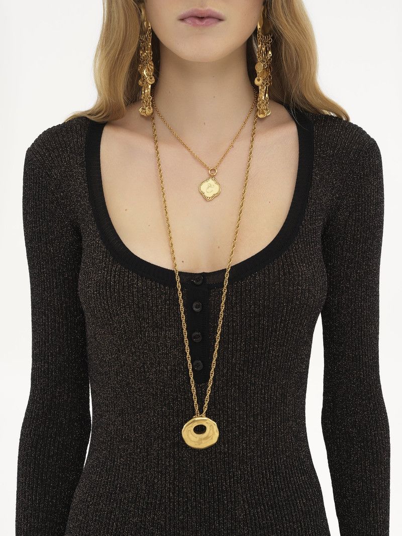 Chloe o1loc1c11125 Mini Dress in Black Gold Size L / US 10 / IT 46 - 5 Thumbnail