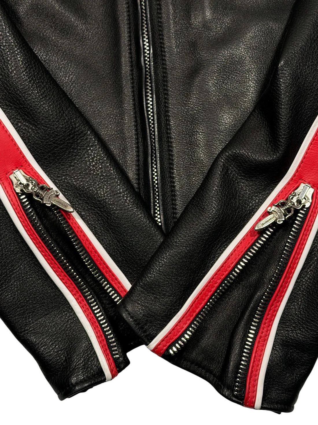 Chrome Hearts Chrome Hearts Cross Patch Leather Jacket Red Racing Stripe Size US S / EU 44-46 / 1 - 3 Thumbnail