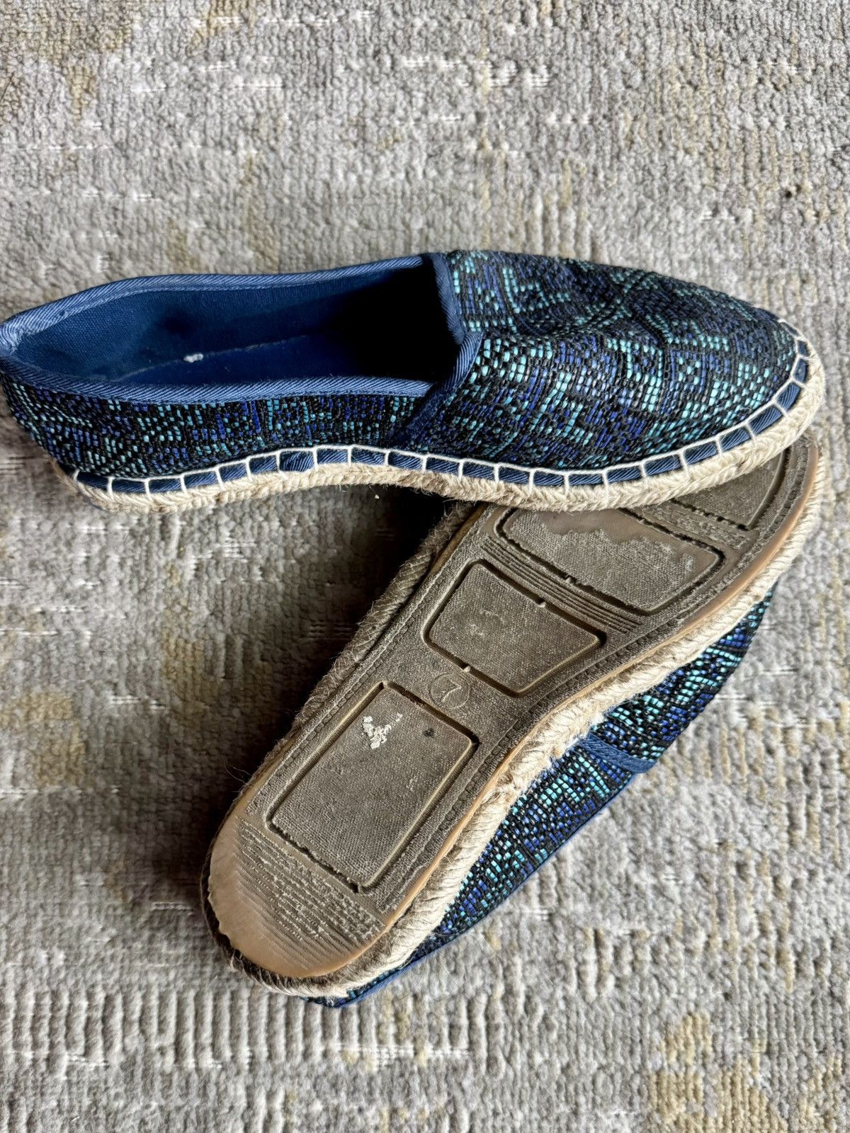Other Aztec Woven Blue Pattern Espadrille Slip-Ons Size US 7 / IT 37 - 5 Thumbnail