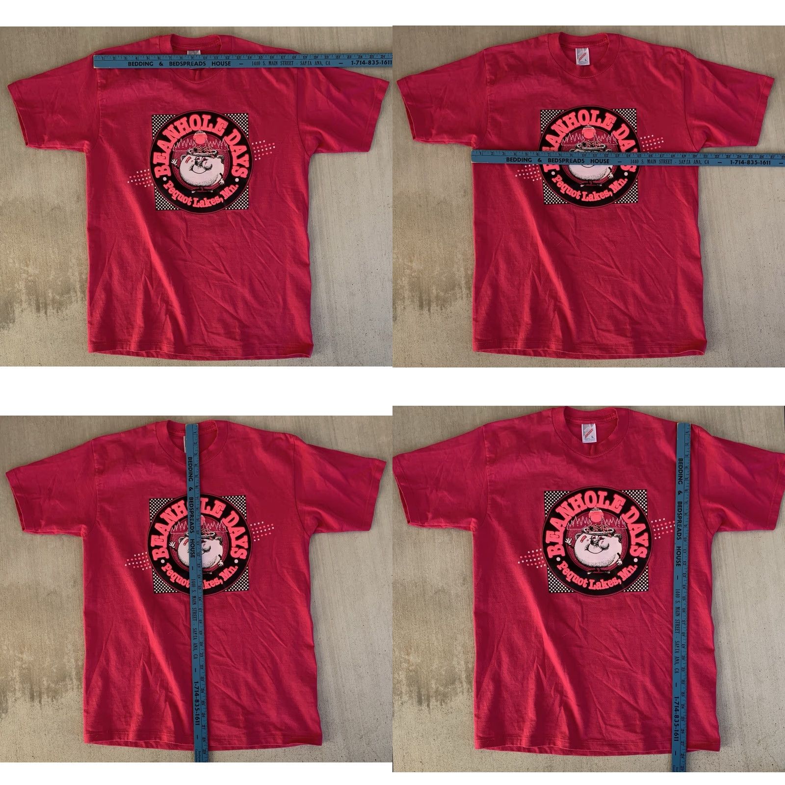 Jerzees VINTAGE Beanhole Days T Shirt Pequot Lakes Mn Pink L Large Jersey/JERZEES Short Sleeve Cotton Blend Graphic Print Mens Regular Size L Size US L / EU 52-54 / 3 - 11 Thumbnail