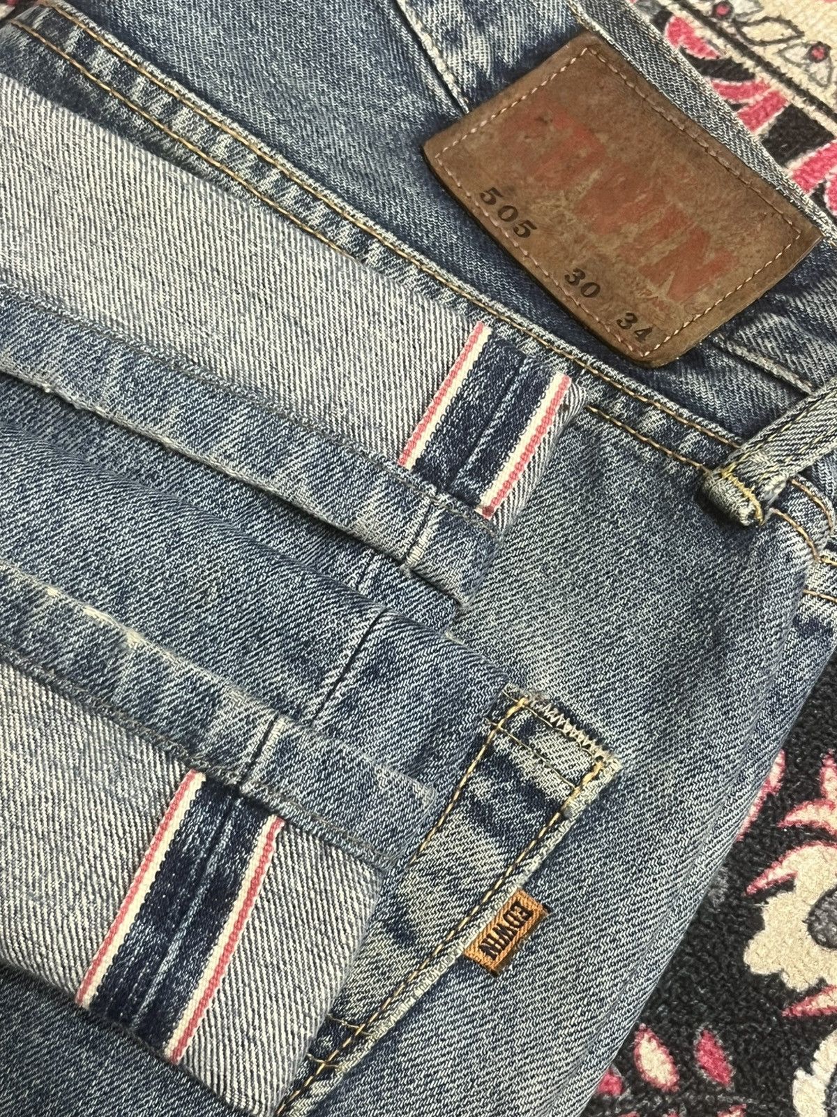 Kapital Vintage Edwin 505 Blue Wash Paint Splatter Rip Selvedge Jean Size US 30 / EU 46 - 13 Thumbnail