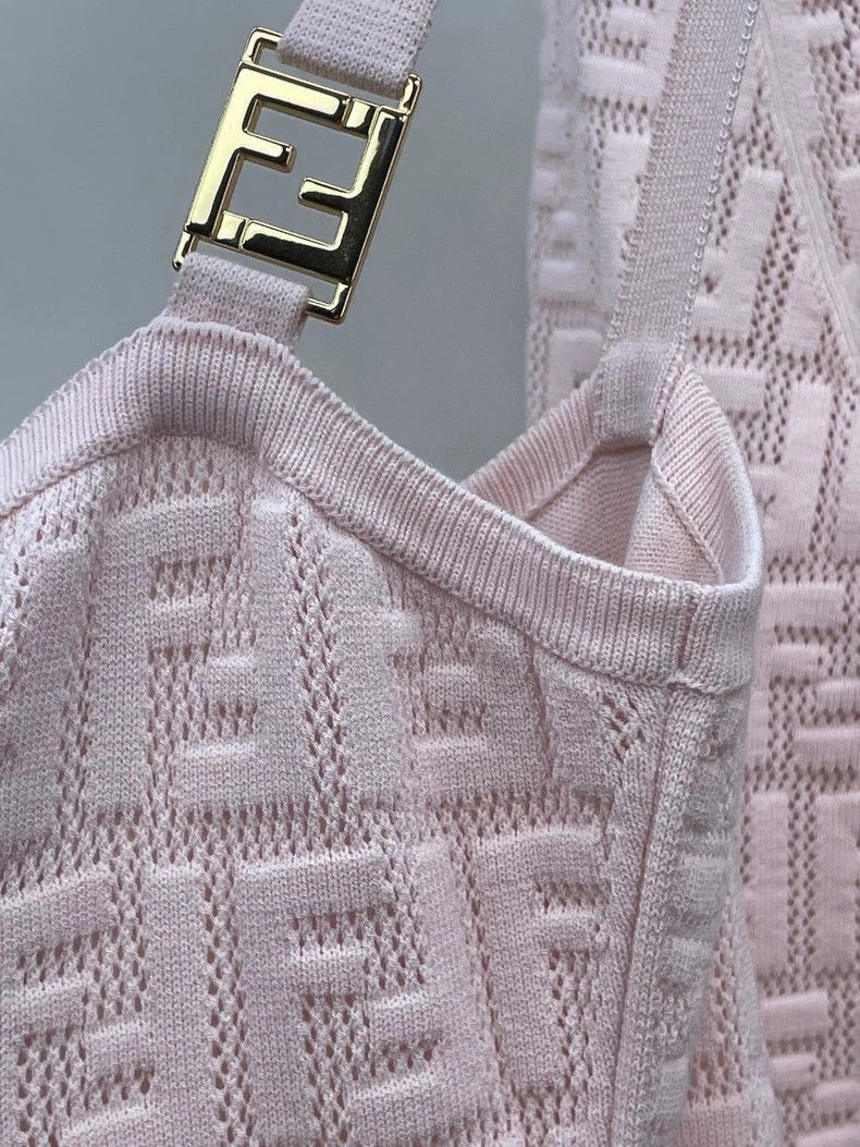 Fendi Fendi Pink Knit Logo Cami Dress Size US 40 / EU 56 - 4 Thumbnail