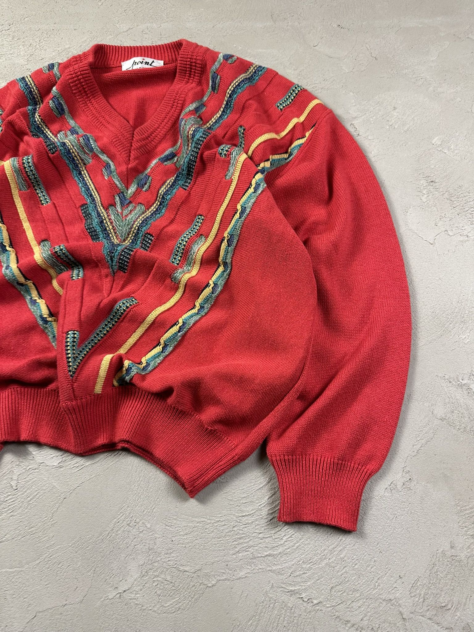 Vintage 80s Vintage Italian 3D Cable Oversized Boxy Sweater Size US M / EU 48-50 / 2 - 5 Thumbnail