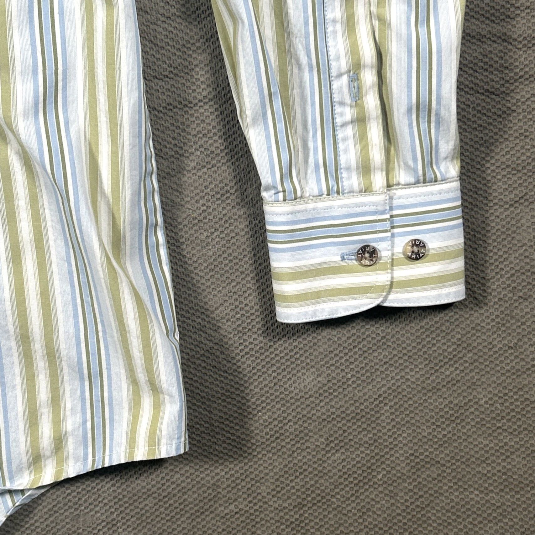 Ariat Ariat Button Down Long Sleeve Shirt Mens M Striped Blue Green Pattern Size US M / EU 48-50 / 2 - 5 Thumbnail