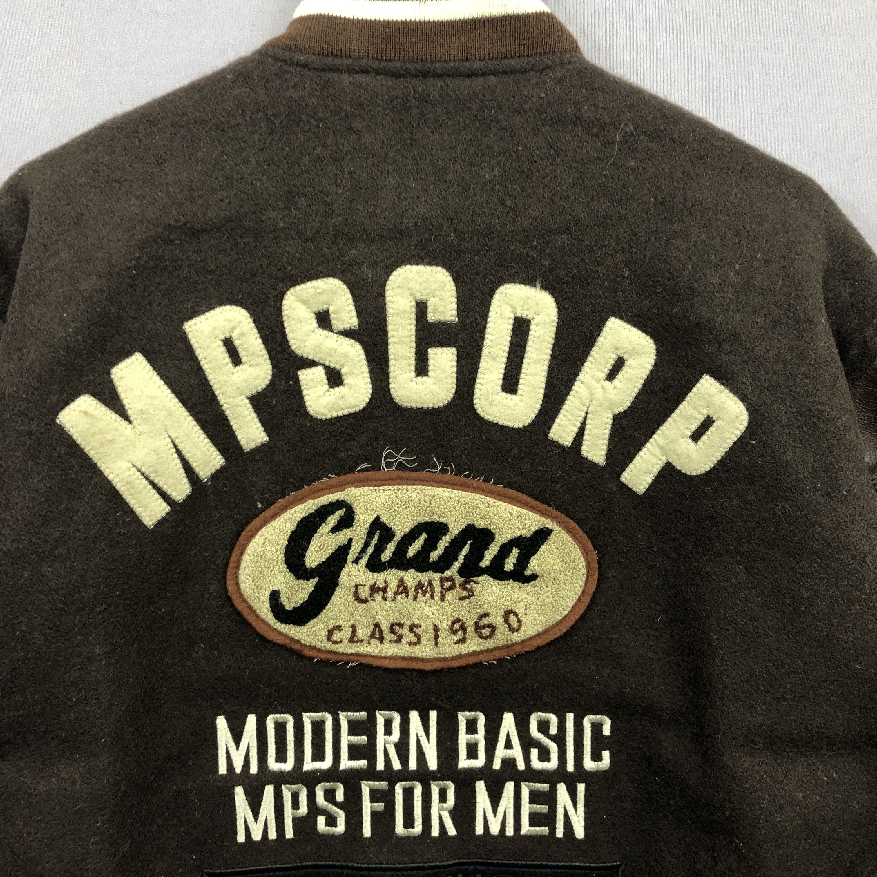 Leather Vintage 90s MPS Corp Letterman Leather Wool Varsity Jacket Size US L / EU 52-54 / 3 - 3 Thumbnail