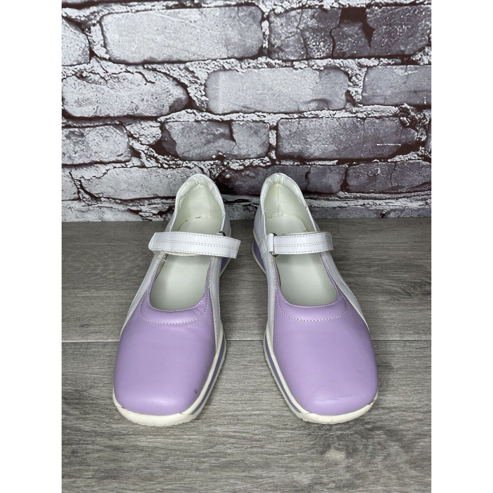 Other Halogen Purple Leather White MaryJane Strap Wedge Comfort Sh Size US 6 / IT 36 - 24 Thumbnail