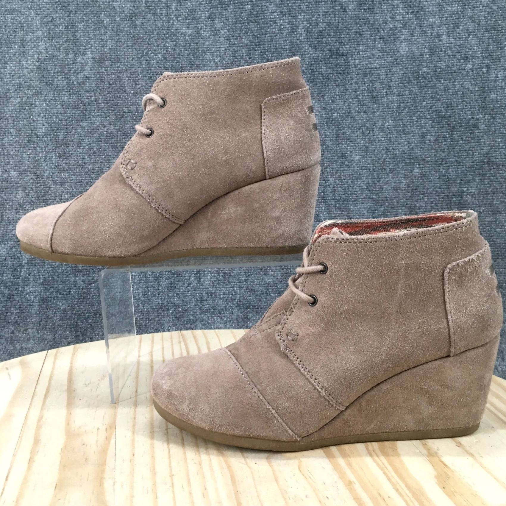 Toms TOMS Boots Womens 9 Casual Desert Wedge Ankle Bootie Brown Suede Leather Lace Up Size US 9 / IT 39 - 2 Thumbnail