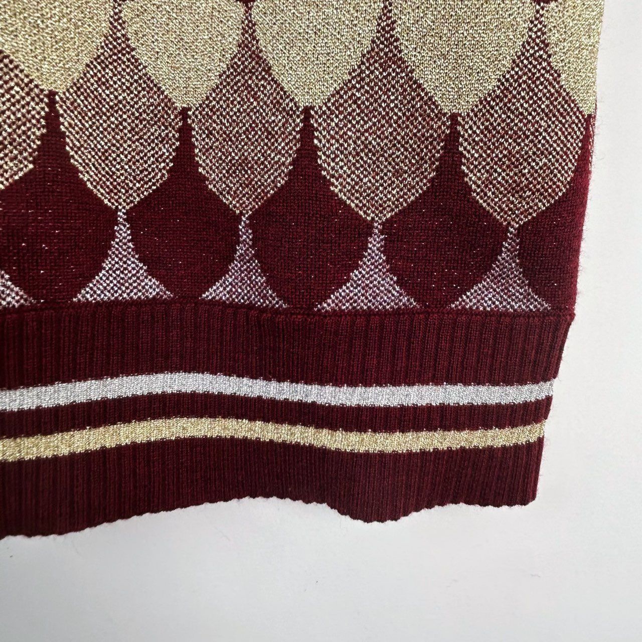 Gucci [Gucci] Jacquard Patterned Color-Block Sleeveless Vest L Size L / US 10 / IT 46 - 5 Thumbnail