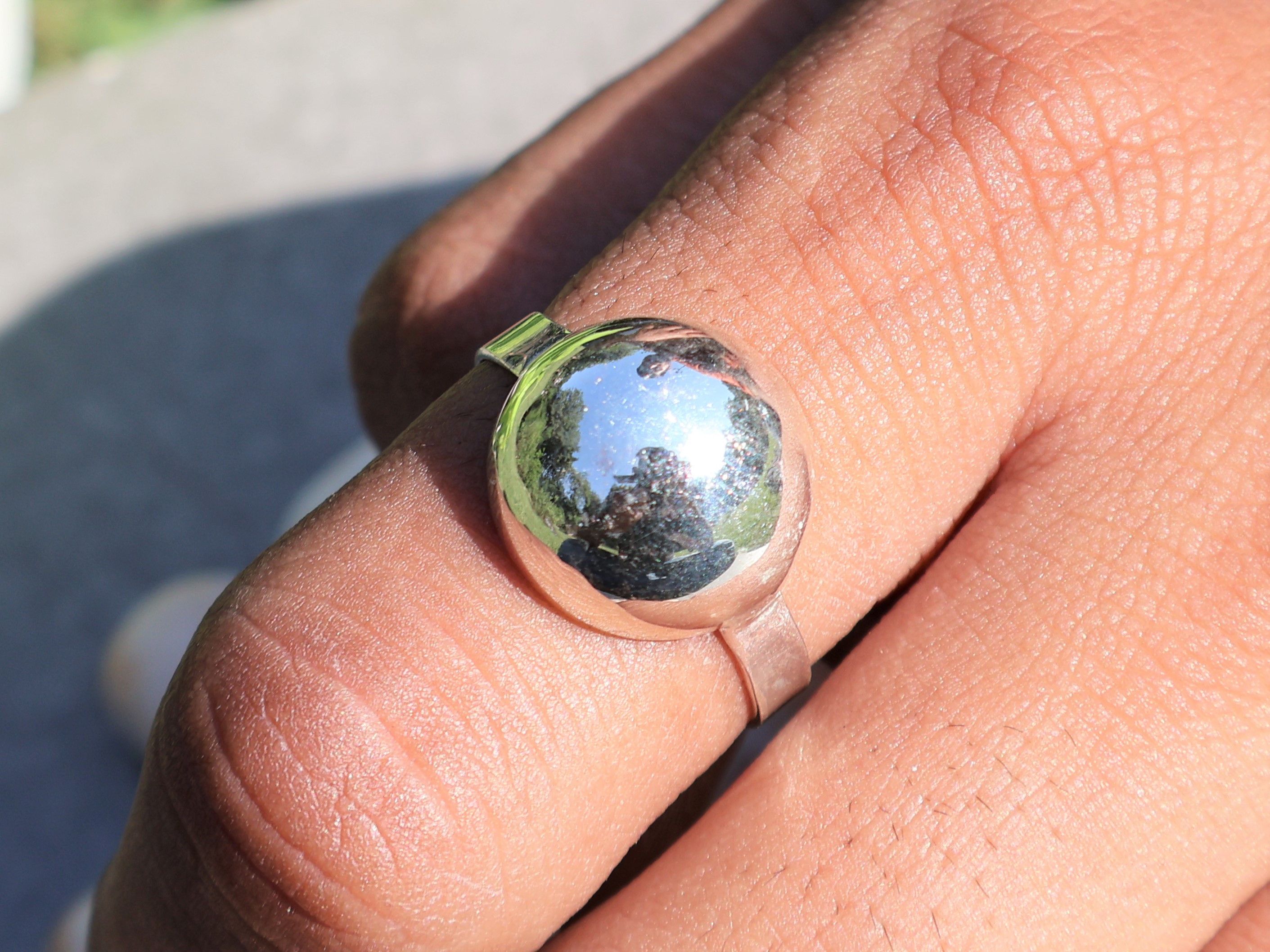 Handmade Half Round Ball Ring, 925 Sterling Silver, Handmade Ring, Size ONE SIZE - 8 Thumbnail