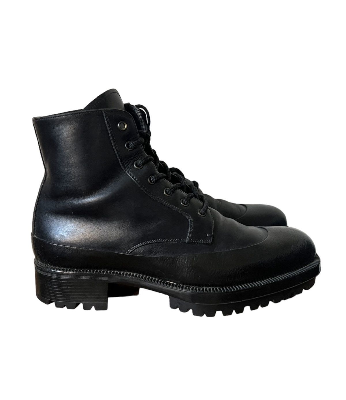 image of Prada F/w12 Layered Leather Platform Combat Boots in Black, Men's (Size 9)