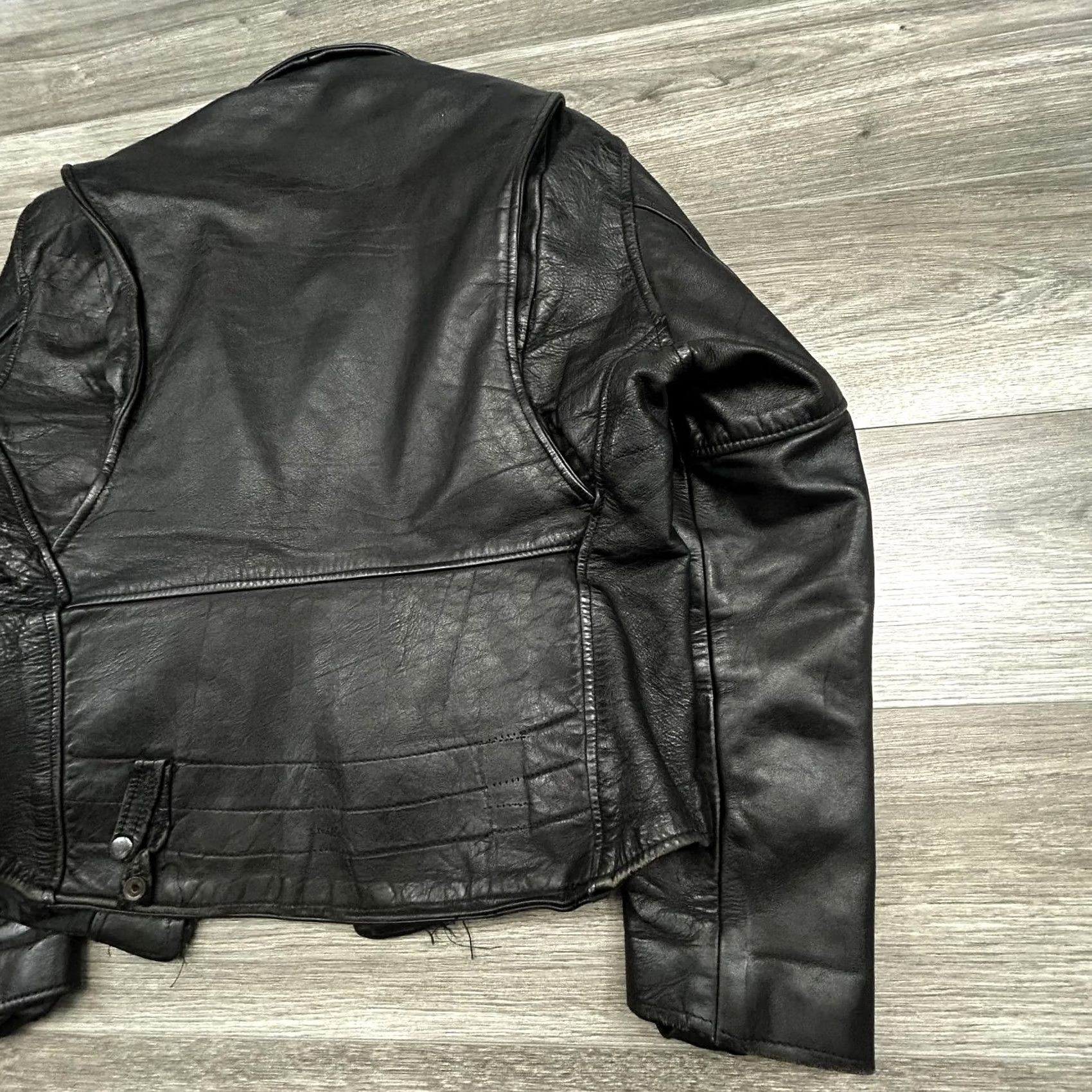 Vintage VINTAGE American Vintage Leather Motorcycle Jacket Mens L Black Talon Zipper Biker USA Size US L / EU 52-54 / 3 - 6 Thumbnail