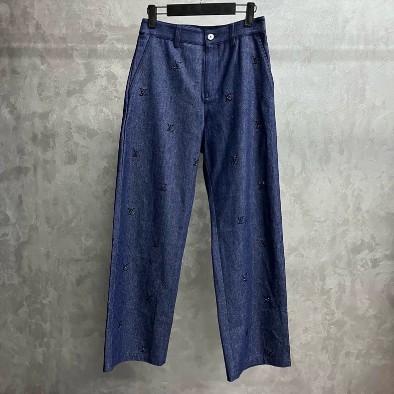 Louis Vuitton Louis Vuitton 25 New Solid Blue Monogram Logo Straight Leg Size US 26 / EU 42 - 1 Thumbnail