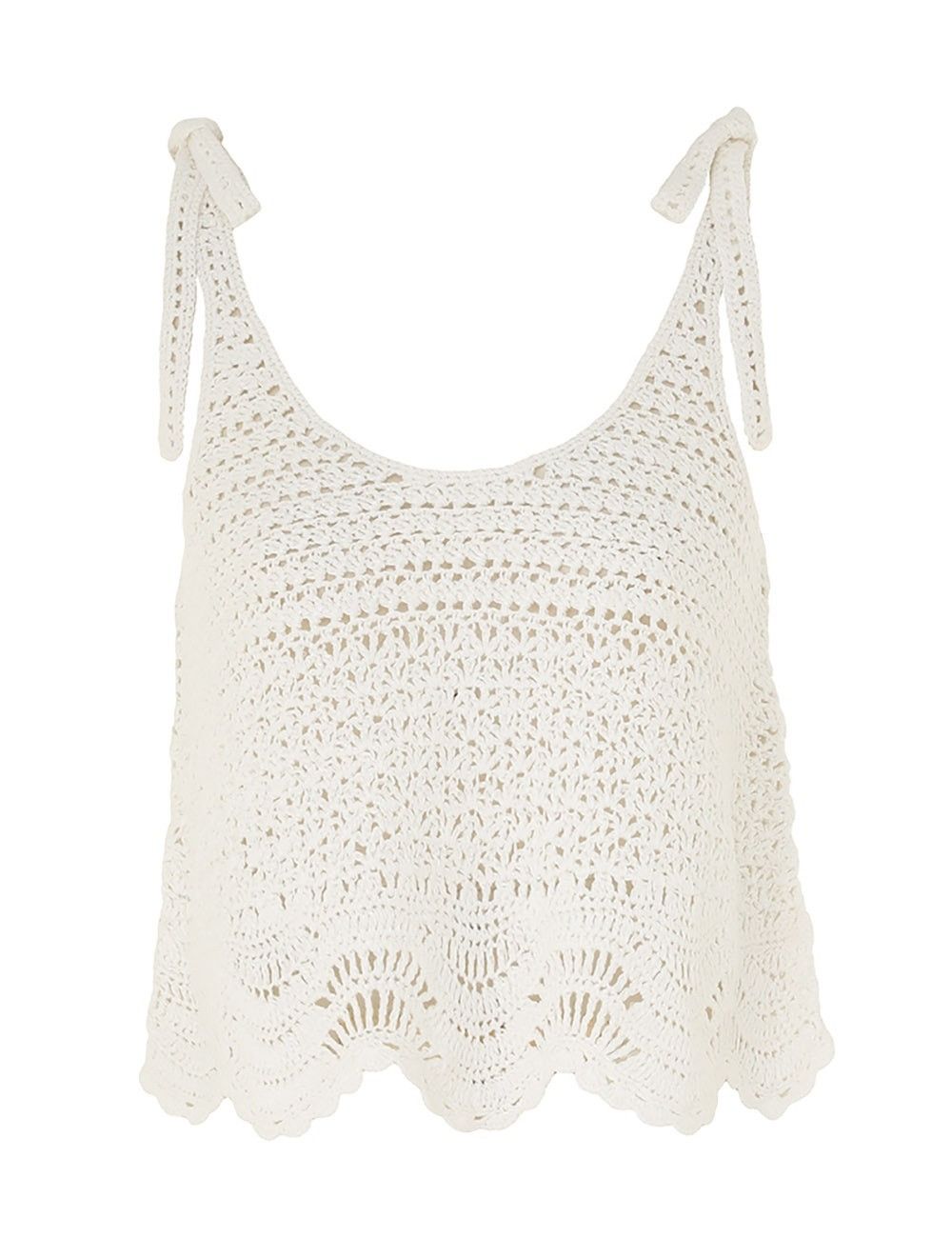 oc11z0525 Lightburst Textured Swing Tank Top in White