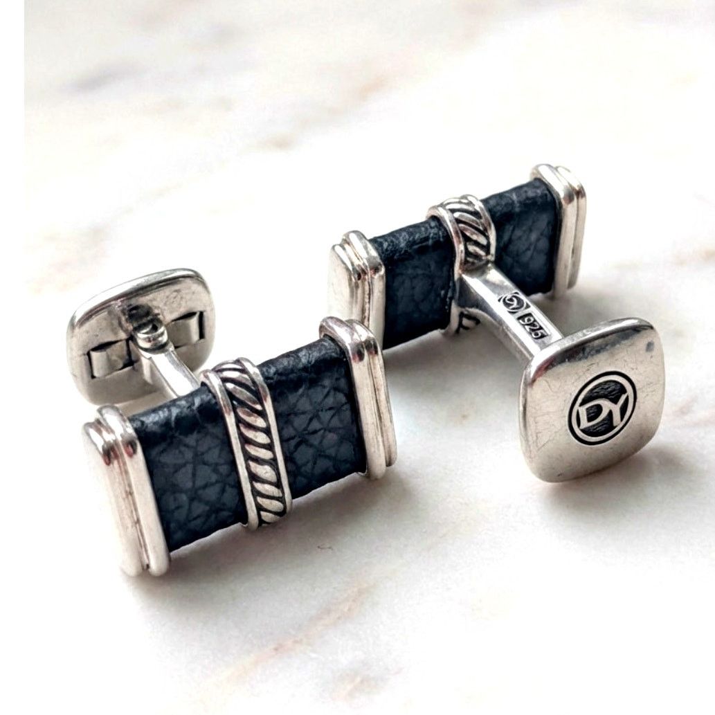 David Yurman David Yurman Leather & Sterling Silver 925 Cufflinks Size ONE SIZE - 2 Thumbnail