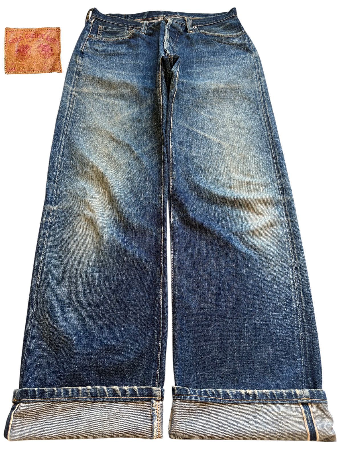 Full Count & Co. Vintage Full Count Selvedge Mud Wash Distressed Loose Jeans Size US 30 / EU 46 - 1 Thumbnail