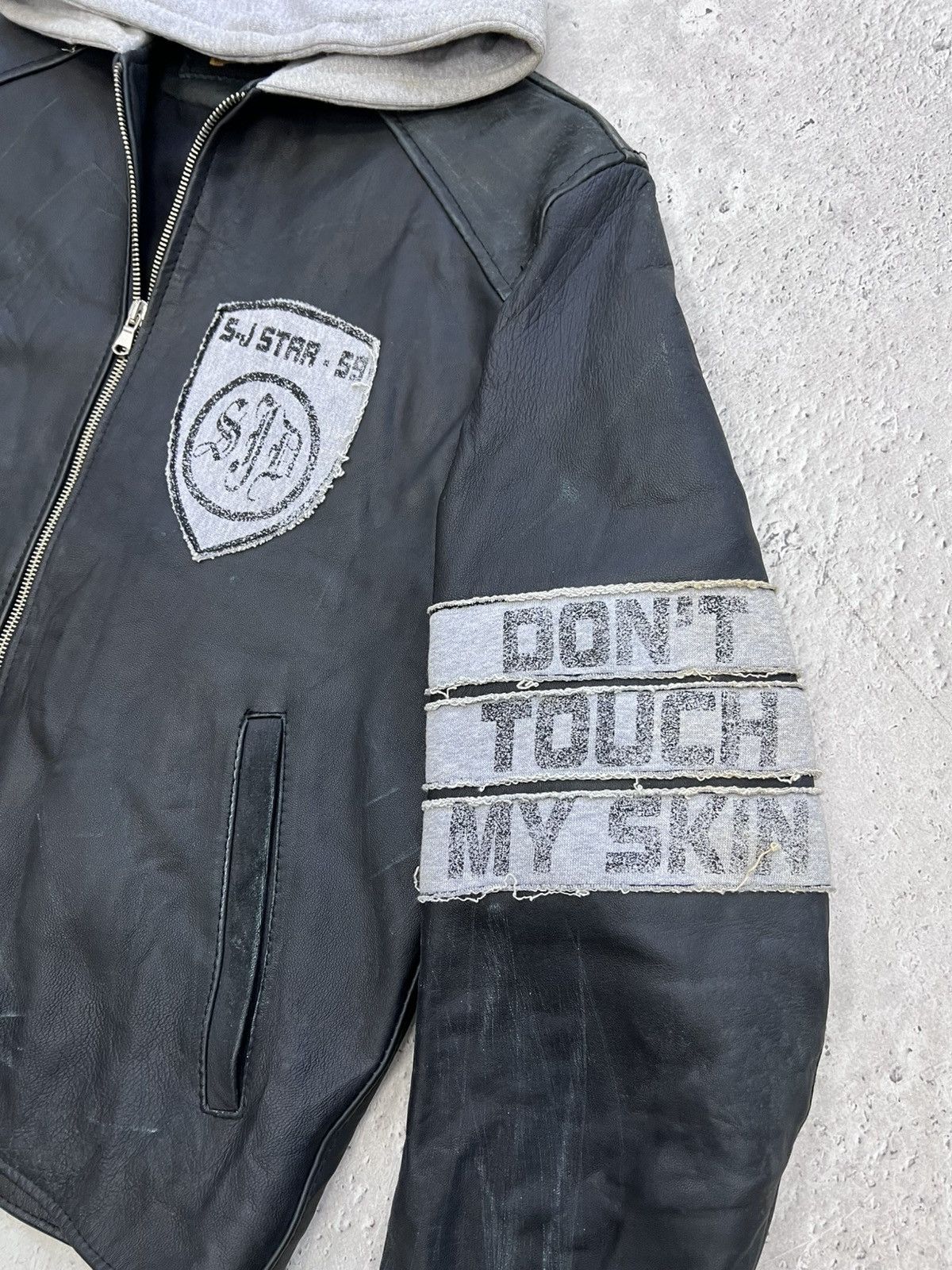 Vintage Vintage 90's 14thaddiction style Leather hood Jacket Size US M / EU 48-50 / 2 - 2 Thumbnail